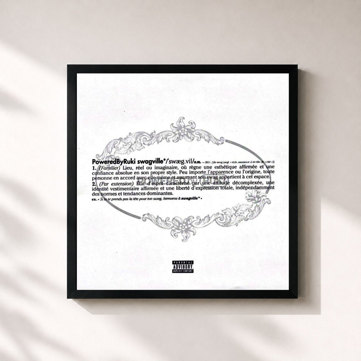 #noir Tableau carré de l'album PoweredByRuki swagville* de 8ruki, cadre noir 32x32 cm