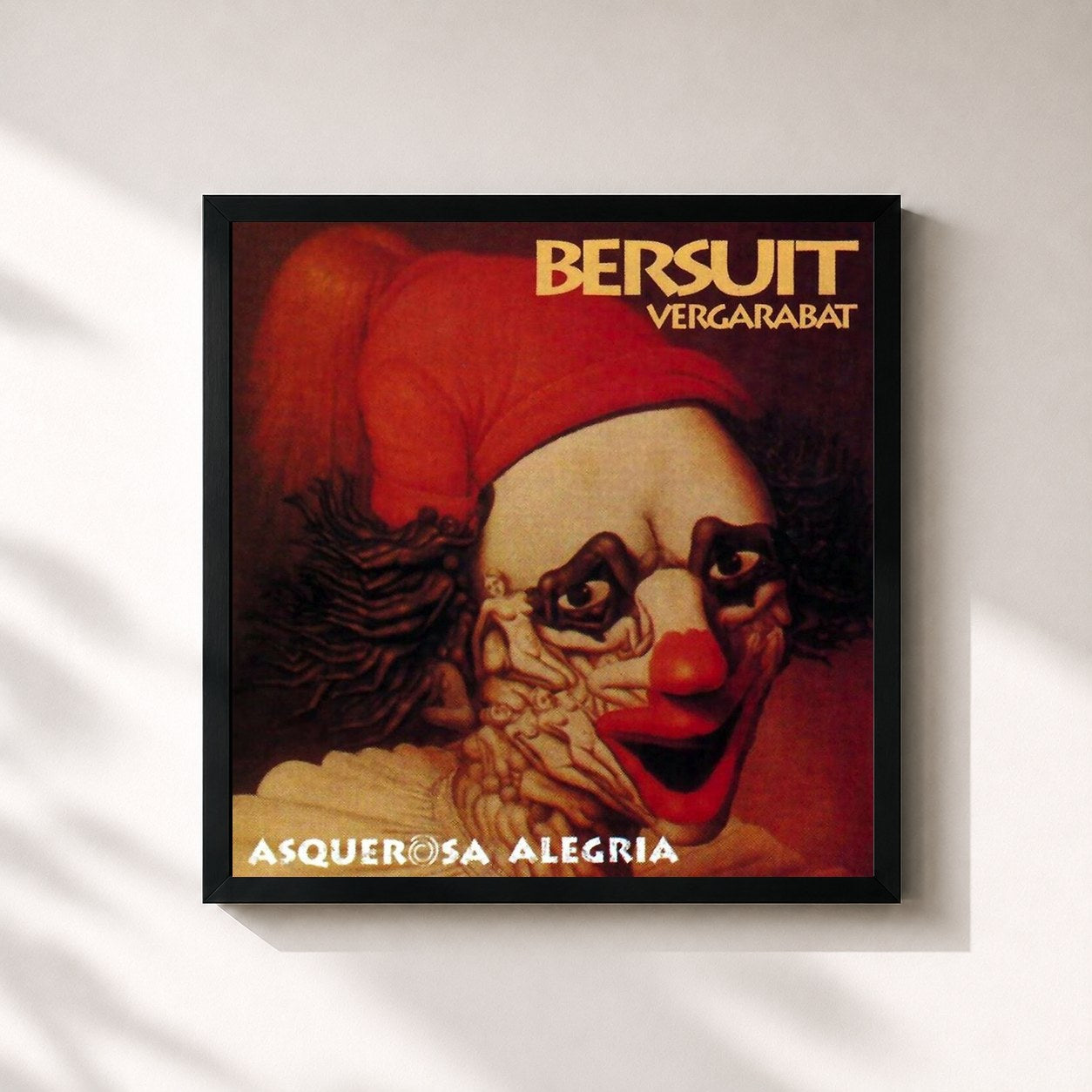 #noir Tableau carré de l'album Asquerosa Alegría de Bersuit Vergarabat, cadre noir 32x32 cm