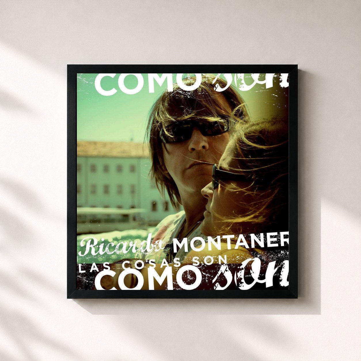 #noir Tableau carré de l'album Las Cosas Son Como Son de Ricardo Montaner, cadre noir 32x32 cm