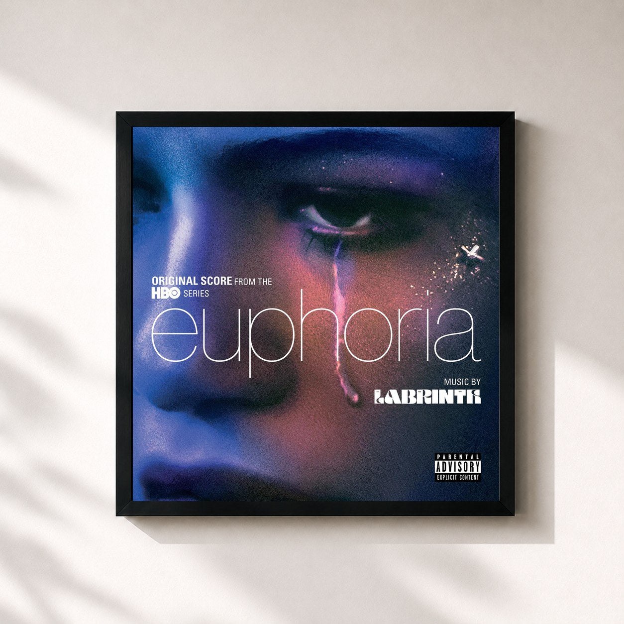 #noir Tableau carré de l'album Euphoria (Original Score from the HBO Series) de Labrinth, cadre noir 32x32 cm