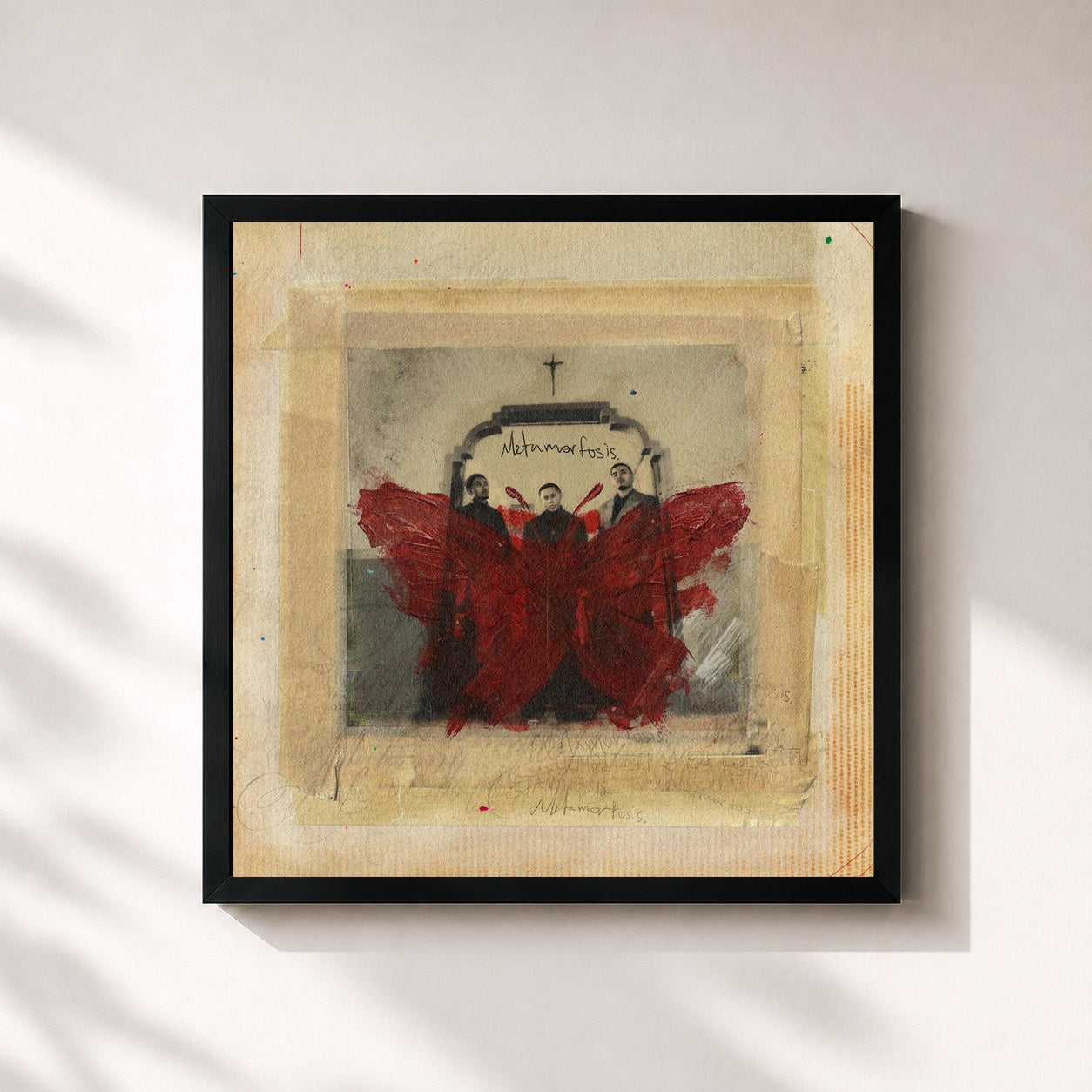 #noir Tableau carré de l'album Metamorfosis de Yahritza Y Su Esencia, cadre noir 32x32 cm