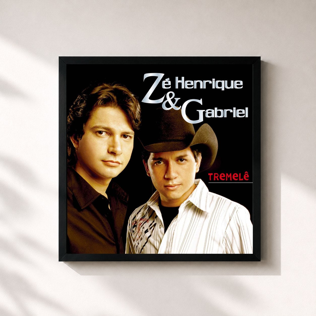 #noir Tableau carré de l'album Tremelê de Zé Henrique & Gabriel, cadre noir 32x32 cm