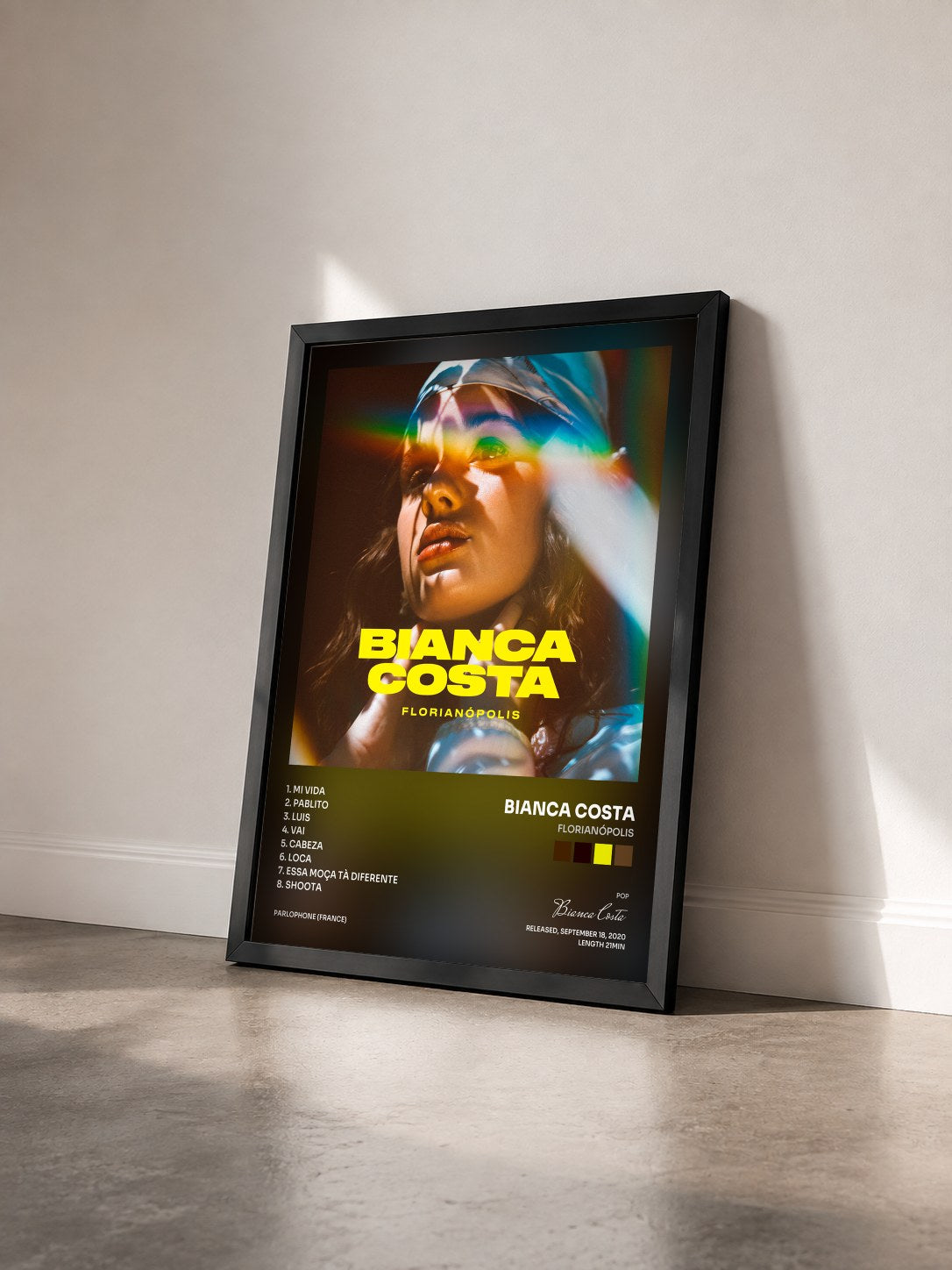 #noir Florianópolis by Bianca Costa as a framed art print seen at an angle, black frame