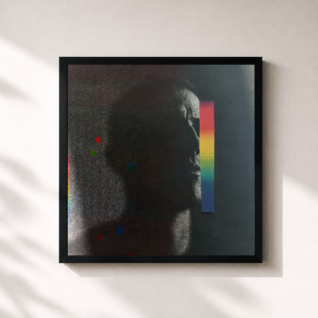 #noir Tableau carré de l'album In Light de Charlie Cunningham, cadre noir 32x32 cm
