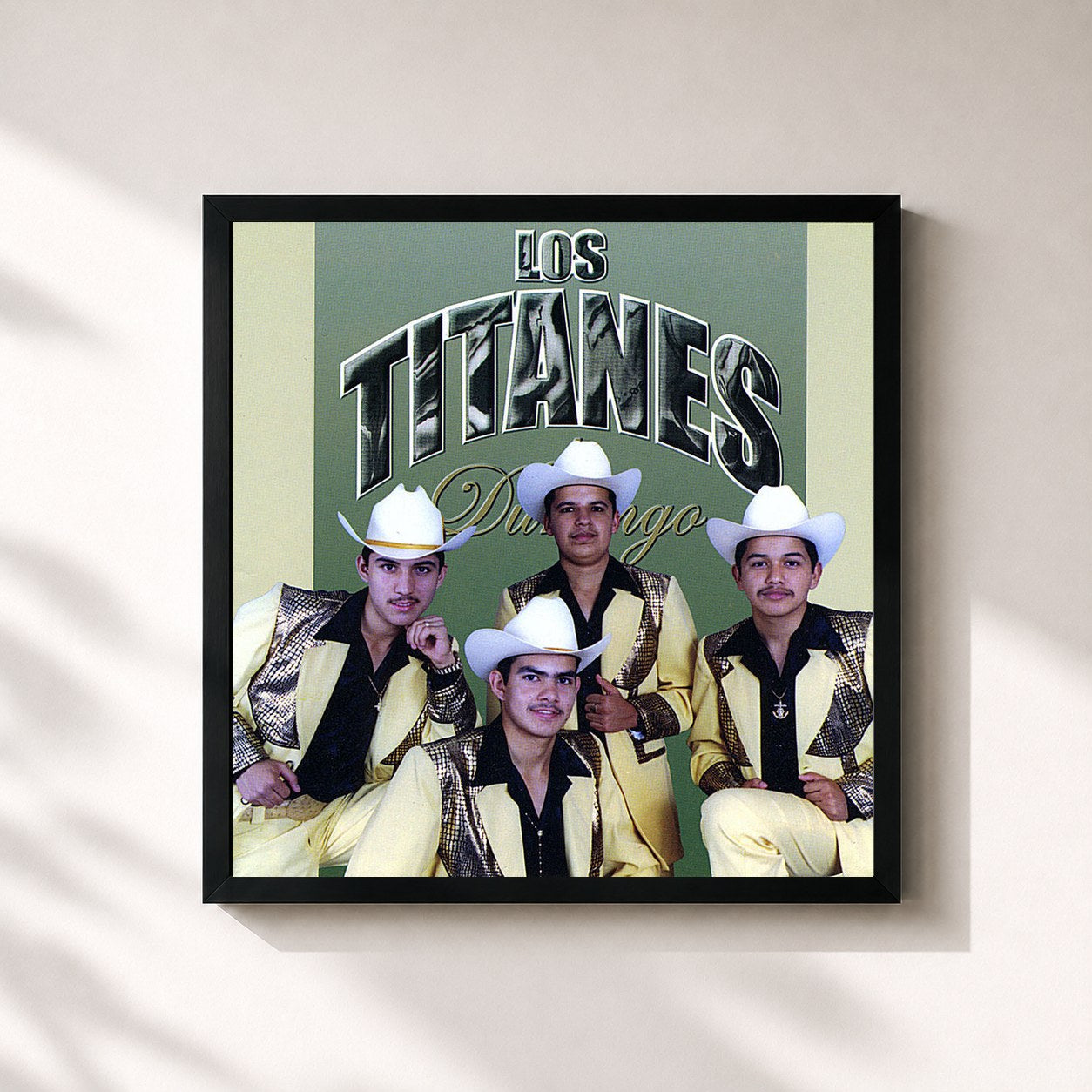 #noir Tableau carré de l'album La Cherokee Blindada de Los Titanes De Durango, cadre noir 32x32 cm