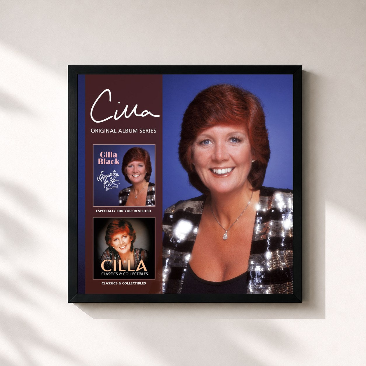 #noir Tableau carré de l'album Especially For You: Revisited / Classics & Collectibles de Cilla Black, cadre noir 32x32 cm