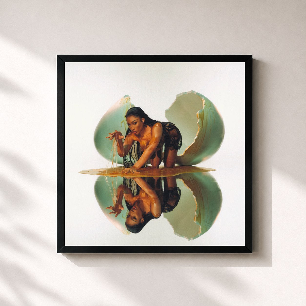 #noir Tableau carré de l'album MEGAN de Megan Thee Stallion, cadre noir 32x32 cm