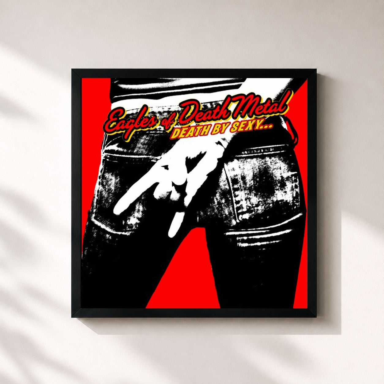 #noir Tableau carré de l'album Death By Sexy de Eagles of Death Metal, cadre noir 32x32 cm