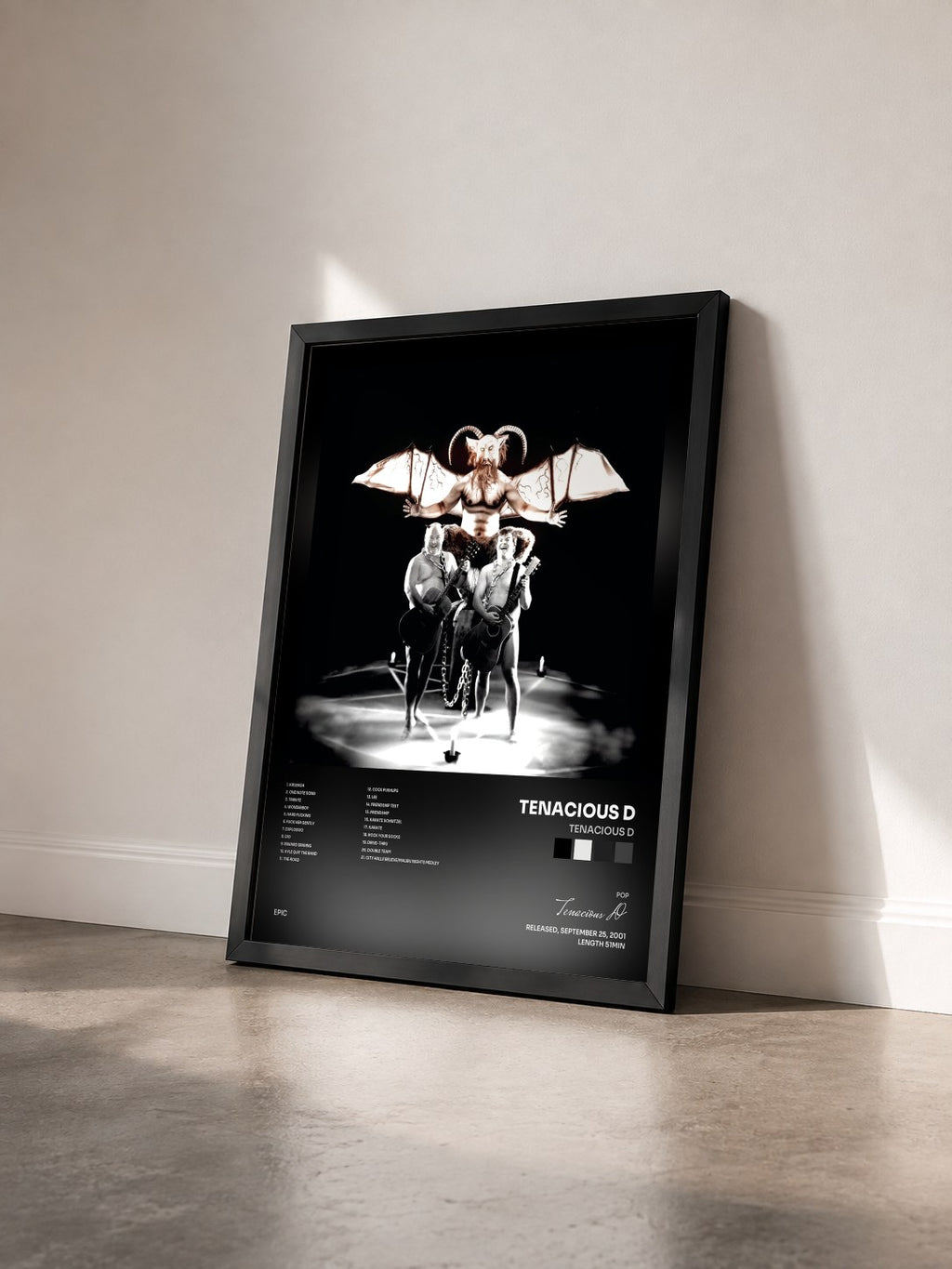 #noir Tableau de l'album Tenacious D de Tenacious D vu de trois quarts, cadre noir