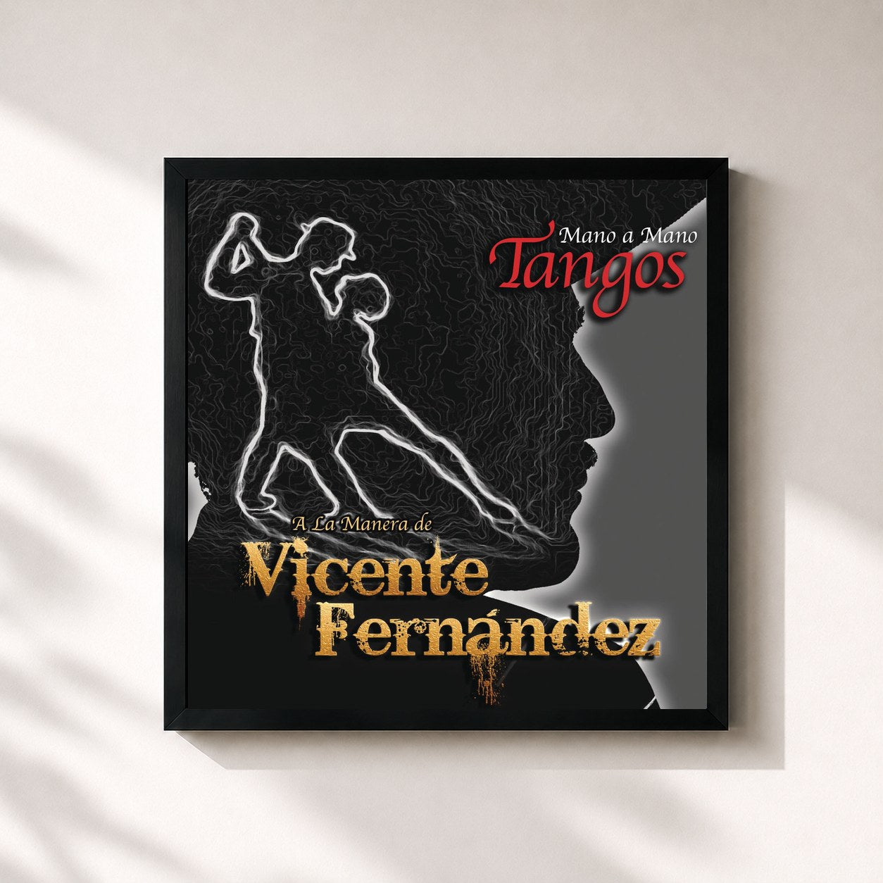 #noir Tableau carré de l'album Mano a Mano - Tangos a la Manera de Vicente Fernández de Vicente Fernández, cadre noir 32x32 cm