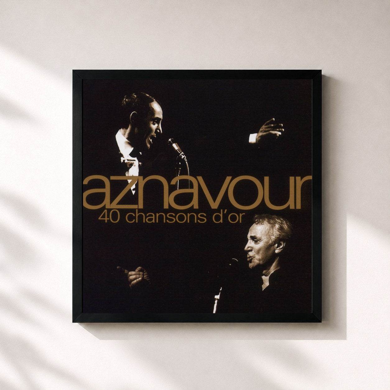 #noir 40 Chansons D'or by Charles Aznavour as a square framed art print, black 32x32 cm frame