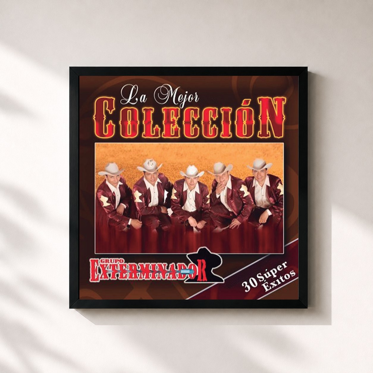 #noir Tableau carré de l'album La Mejor Colección (30 Súper Éxitos) de Grupo Exterminador, cadre noir 32x32 cm