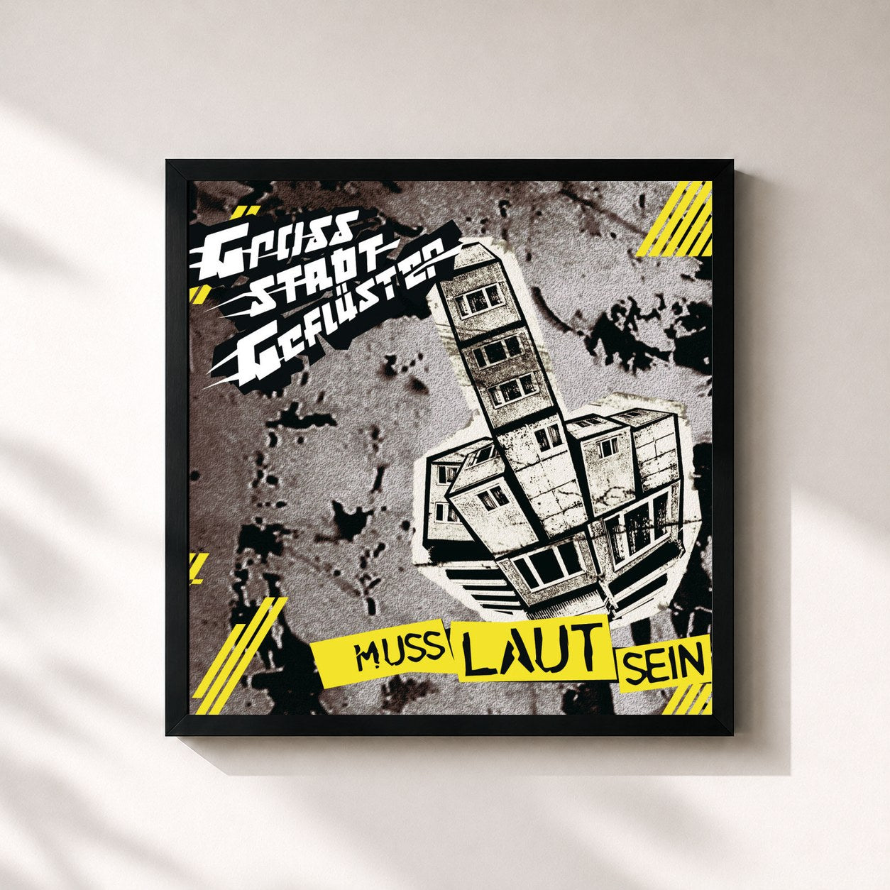#noir Tableau carré de l'album Muss laut sein de Grossstadtgeflüster, cadre noir 32x32 cm