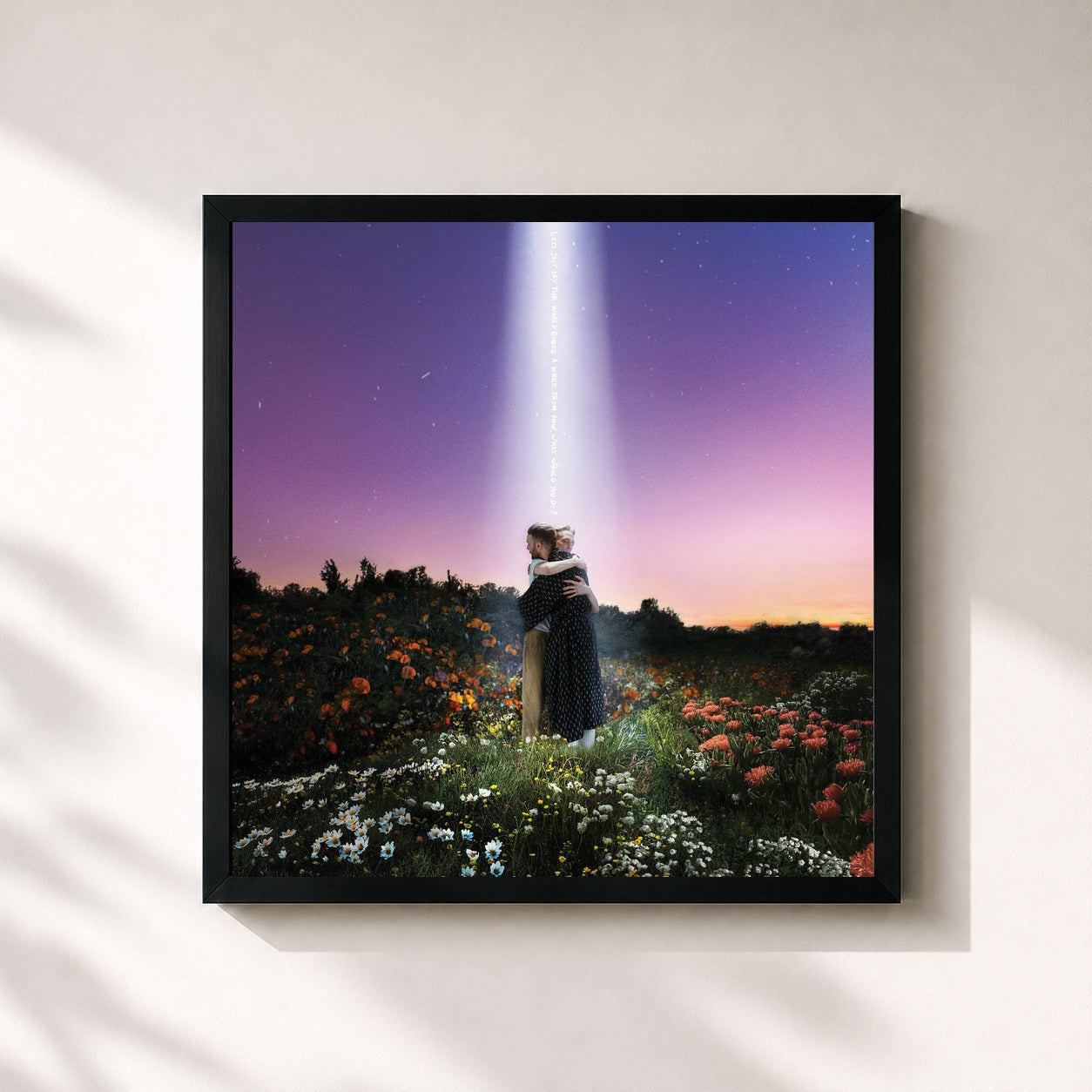 #noir Tableau carré de l'album LET’S JUST SAY THE WORLD ENDED A WEEK FROM NOW, WHAT WOULD YOU DO? (DELUXE) de HONNE, cadre noir 32x32 cm