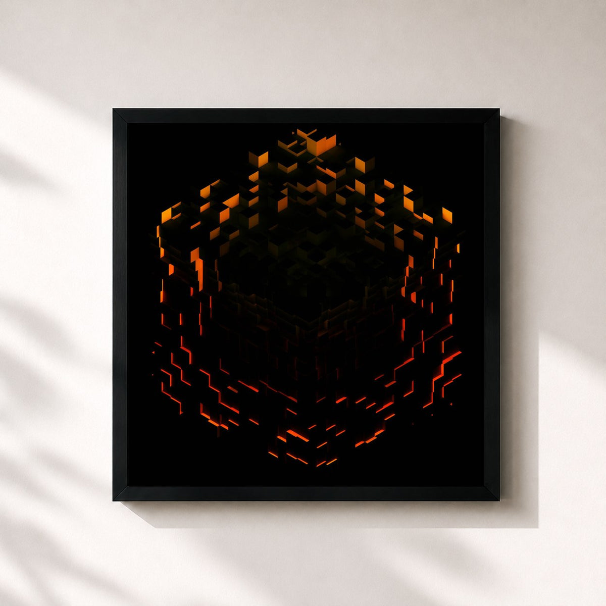 #noir Tableau carré de l'album Minecraft - Volume Beta de C418, cadre noir 32x32 cm