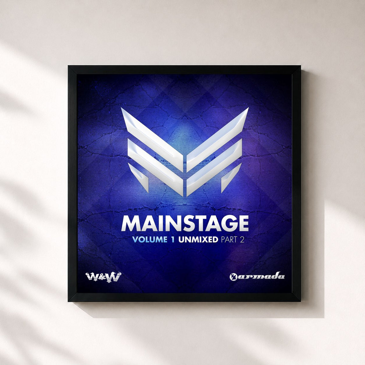 #noir Tableau carré de l'album Mainstage, Vol. 1 de W&W, cadre noir 32x32 cm