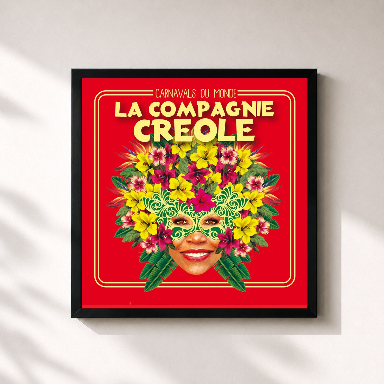 #noir Tableau carré de l'album Carnavals du monde de La Compagnie Créole, cadre noir 32x32 cm