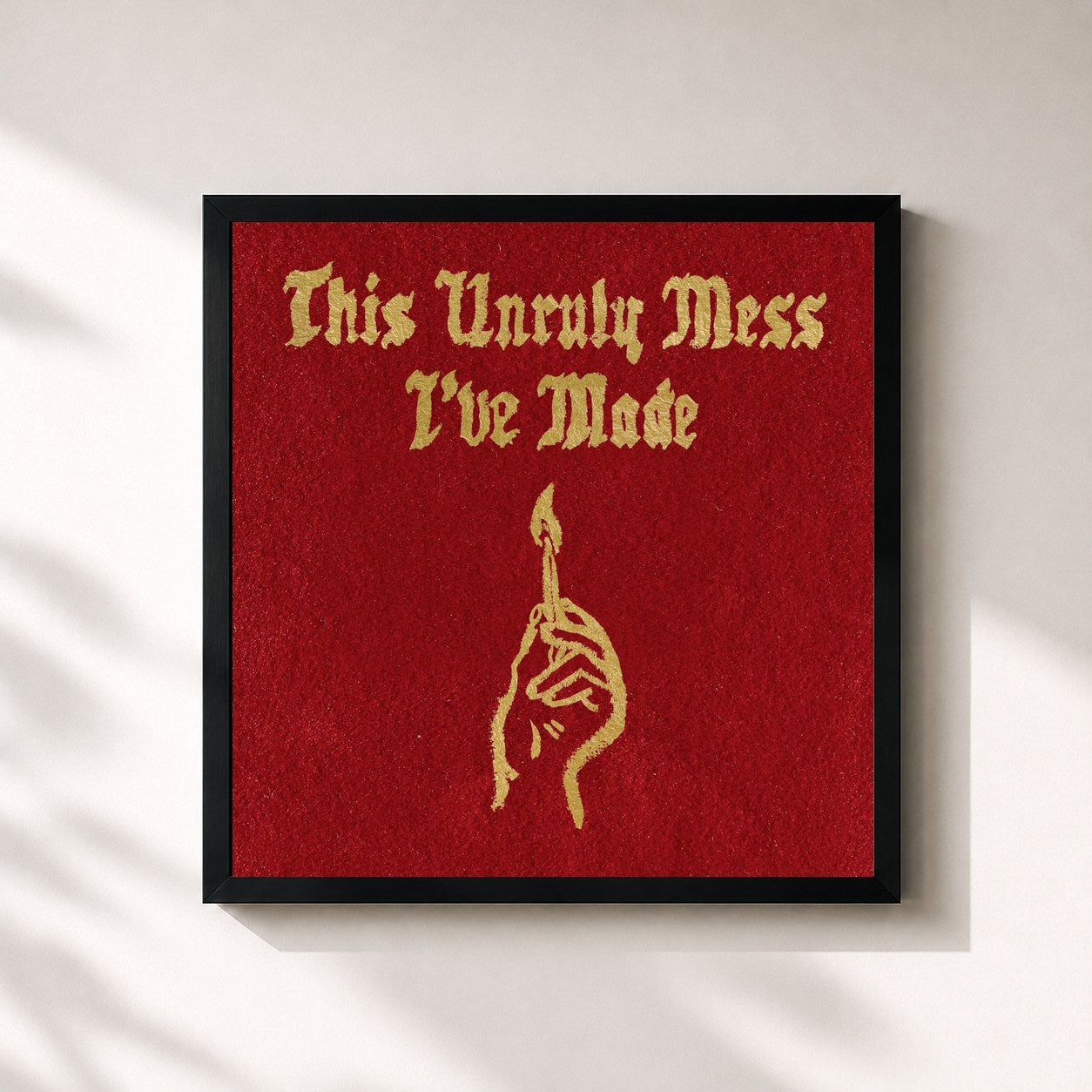 #noir Tableau carré de l'album This Unruly Mess I've Made de Macklemore & Ryan Lewis, cadre noir 32x32 cm