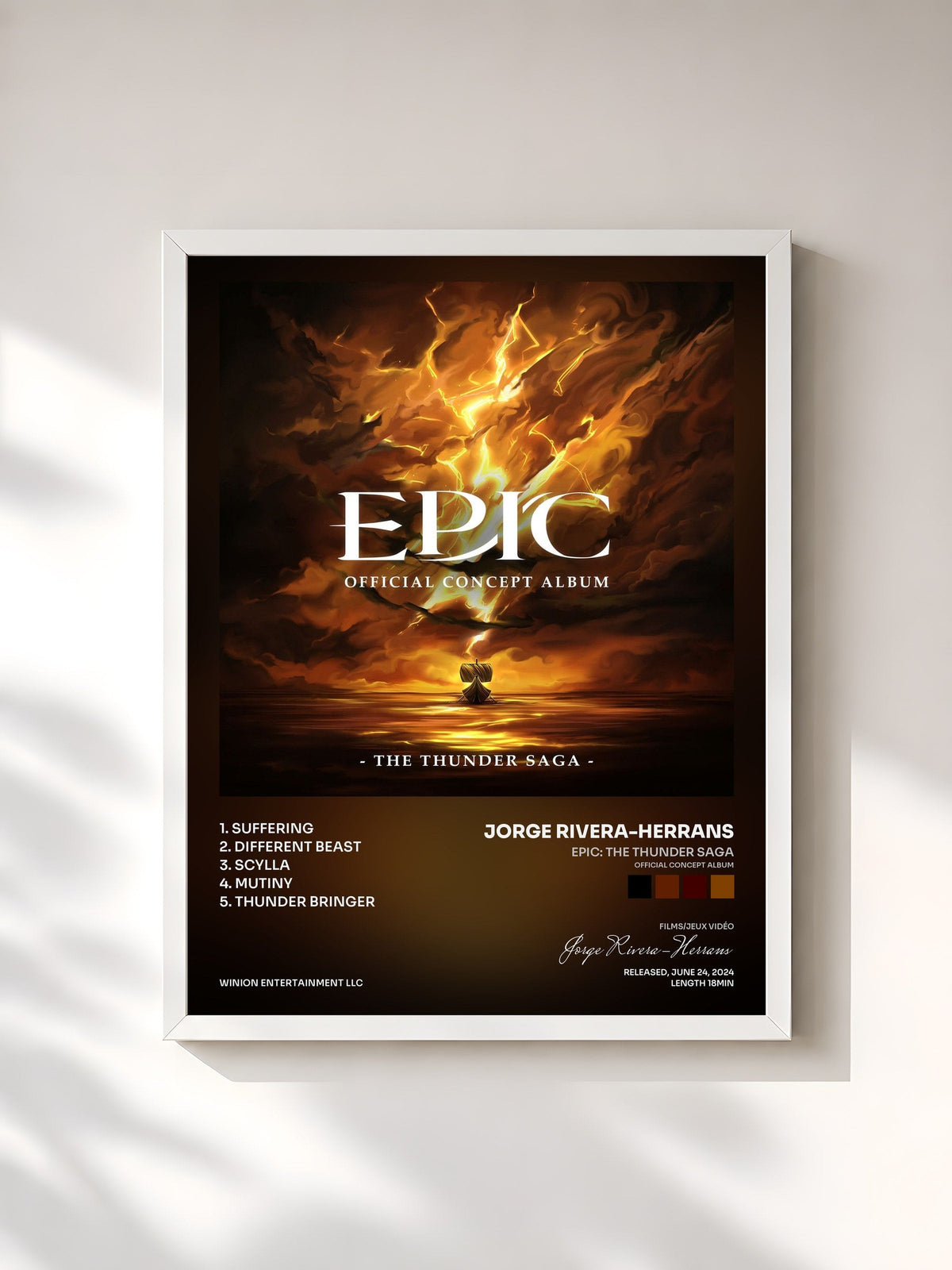#blanc EPIC: The Thunder Saga (Official Concept Album) de Jorge Rivera-Herrans en lámina enmarcada, marco blanco, impresa y enmarcada en Francia