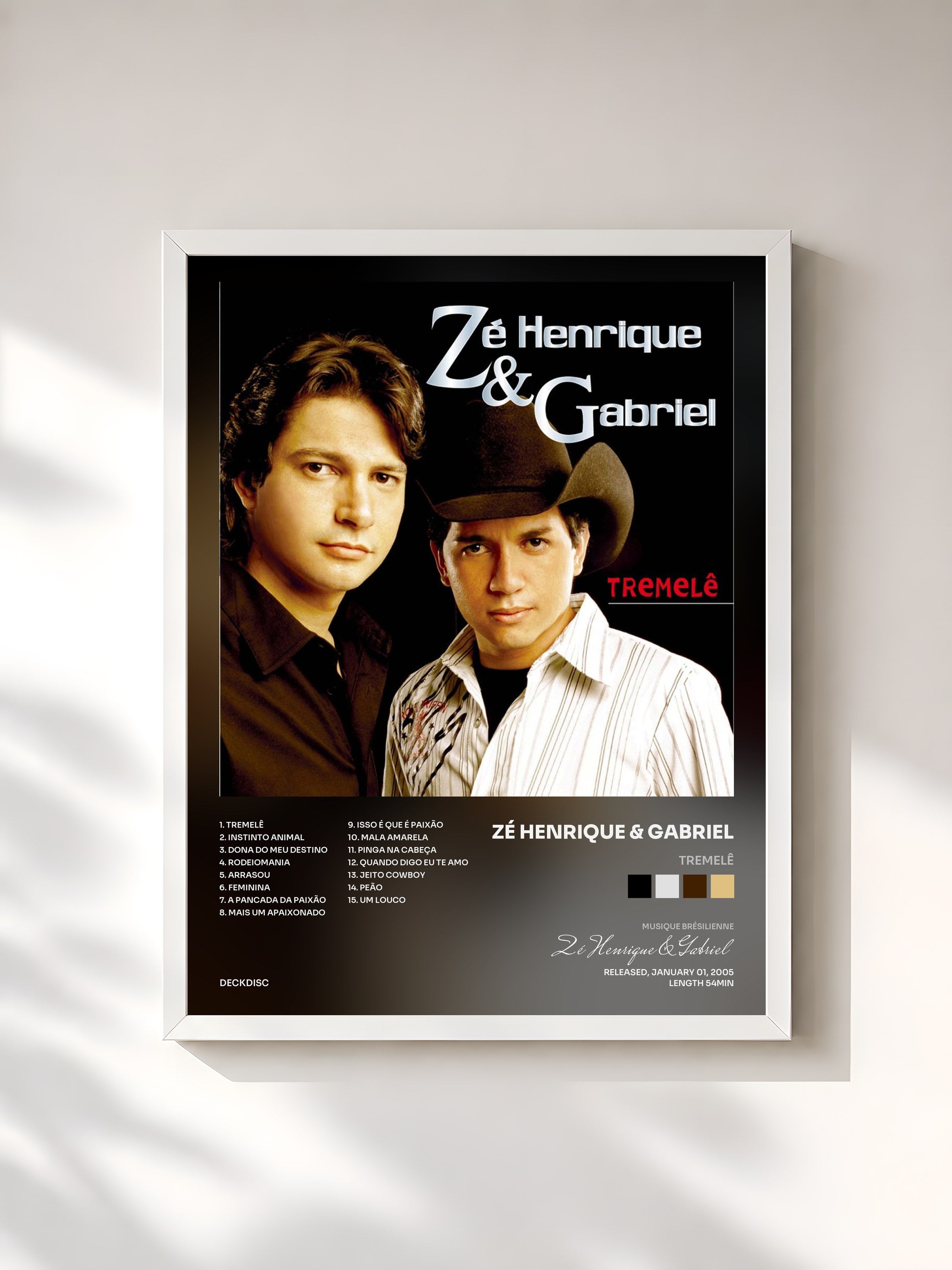 #blanc Tableau de l'album Tremelê de Zé Henrique & Gabriel, cadre blanc, imprimé et encadré en France