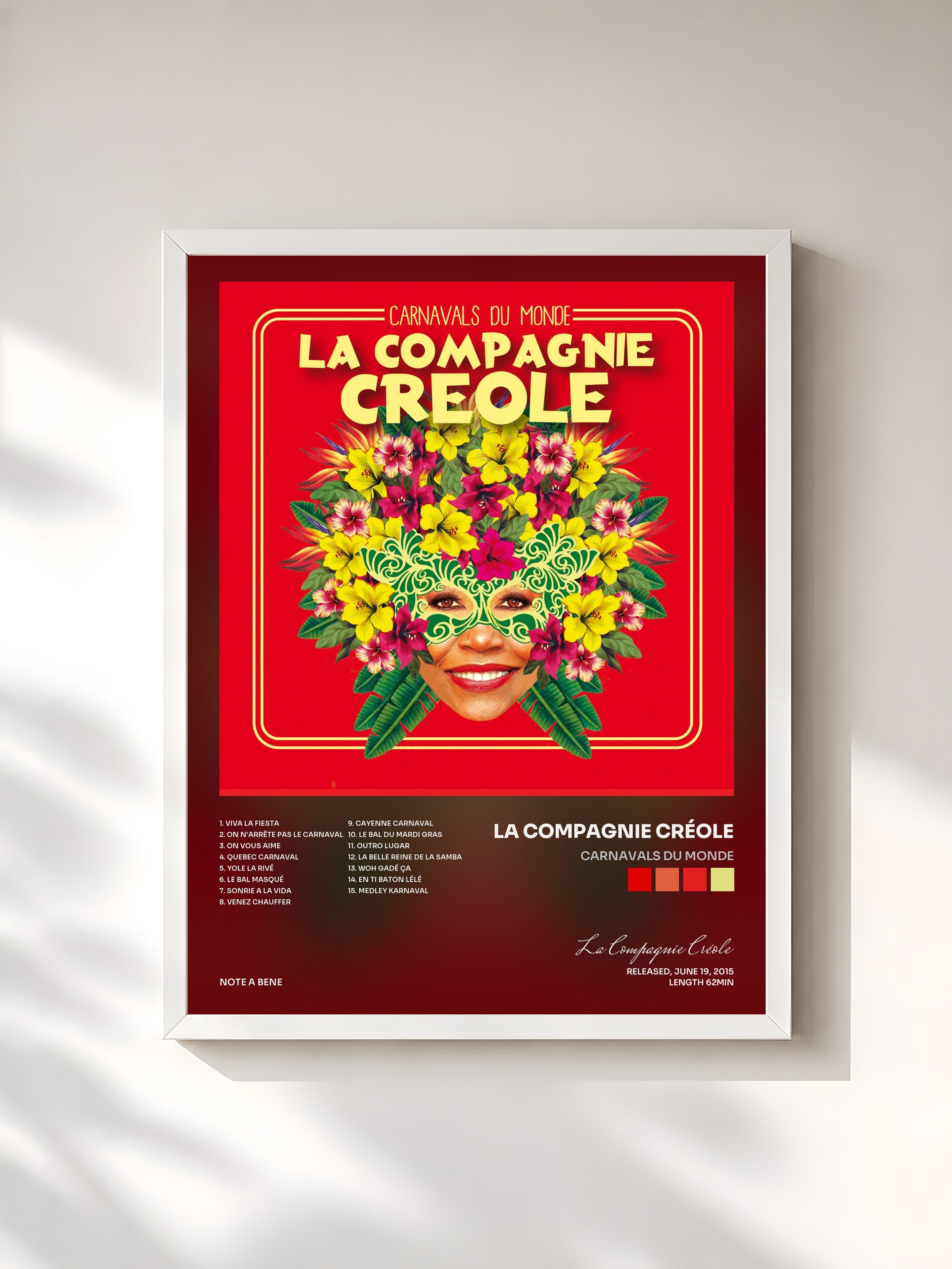 #blanc Tableau de l'album Carnavals du monde de La Compagnie Créole, cadre blanc, imprimé et encadré en France