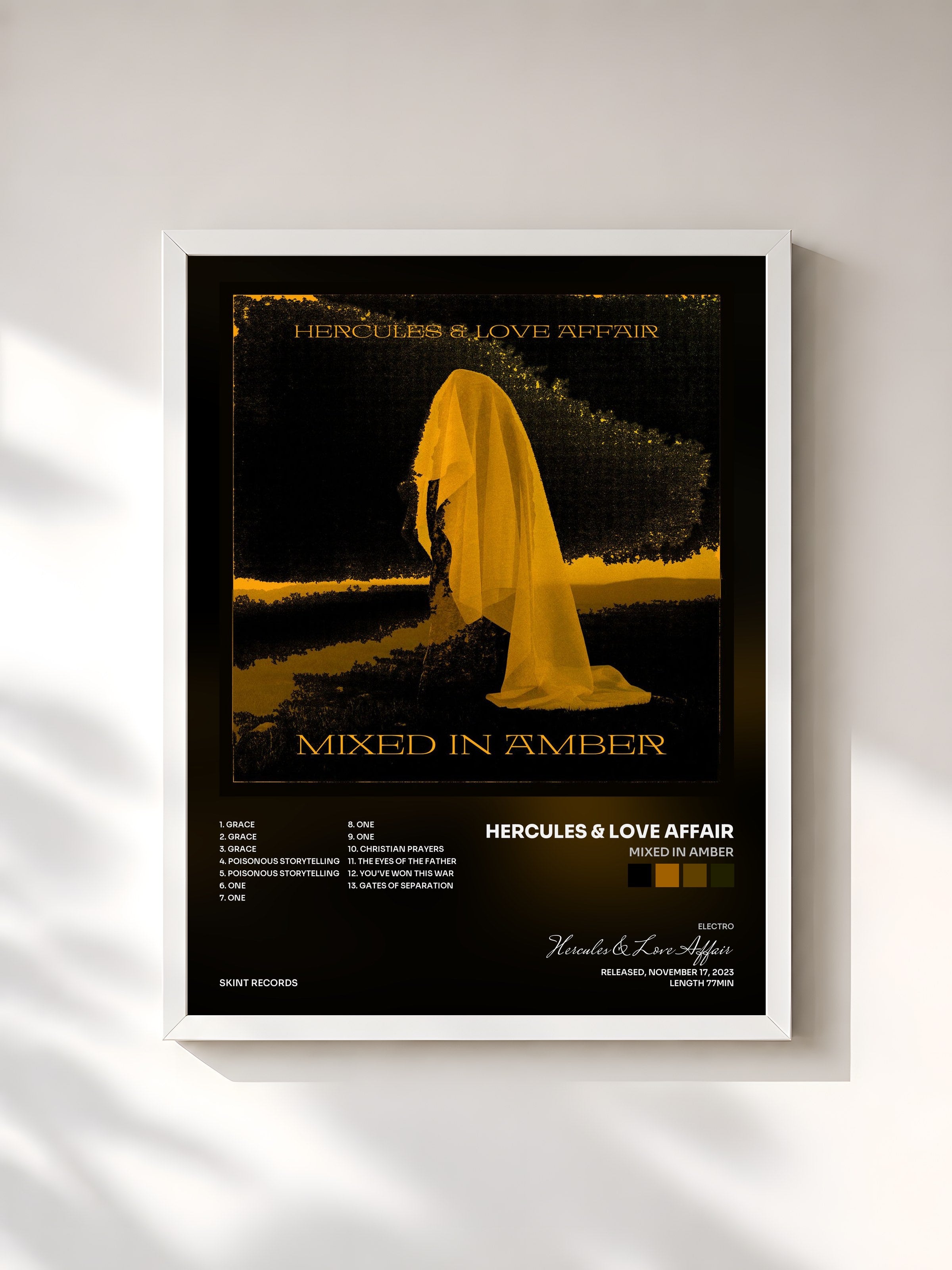 #blanc Tableau de l'album Mixed In Amber de Hercules & Love Affair, cadre blanc, imprimé et encadré en France