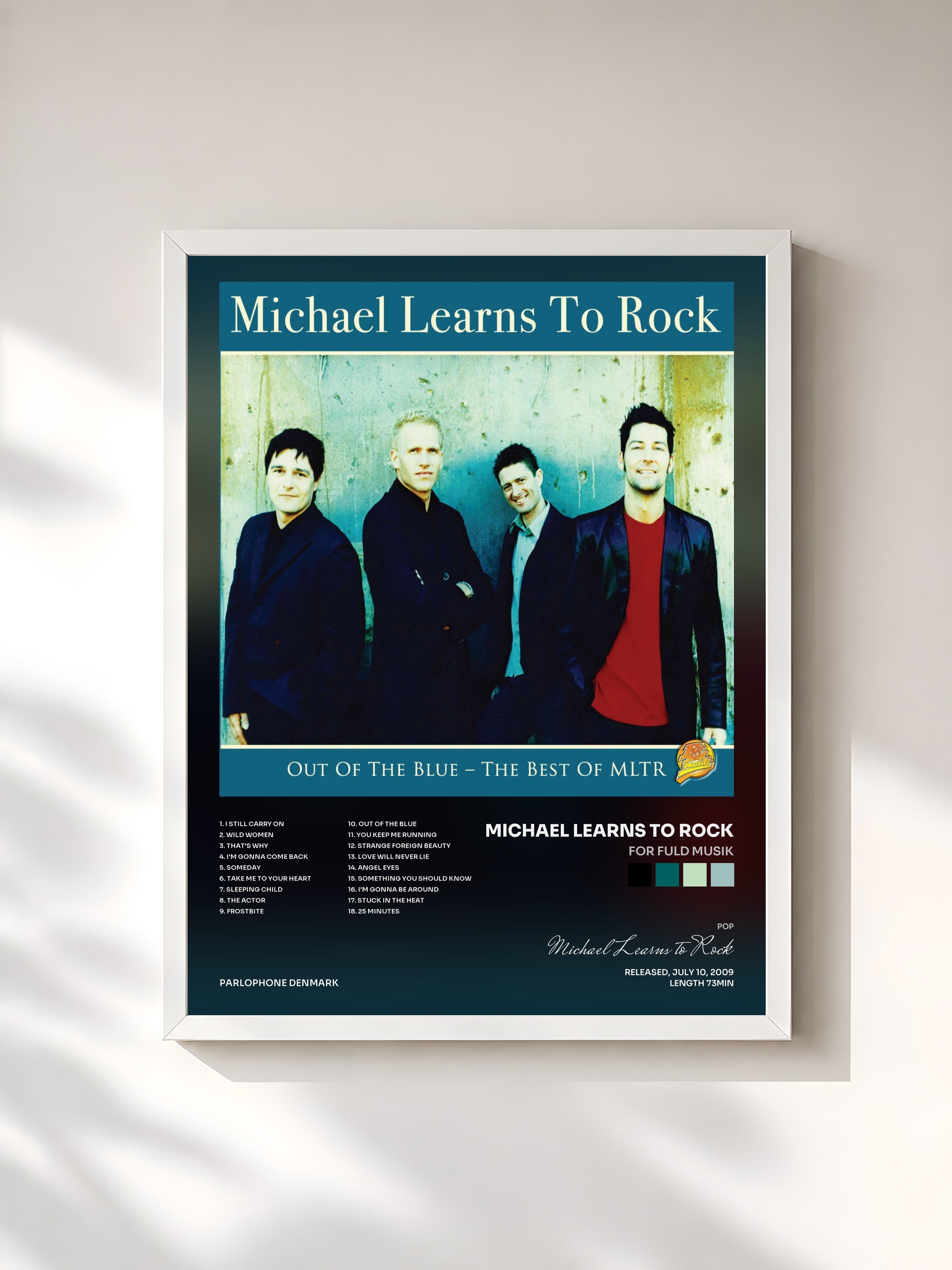 #blanc Tableau de l'album For Fuld Musik de Michael Learns to Rock, cadre blanc, imprimé et encadré en France