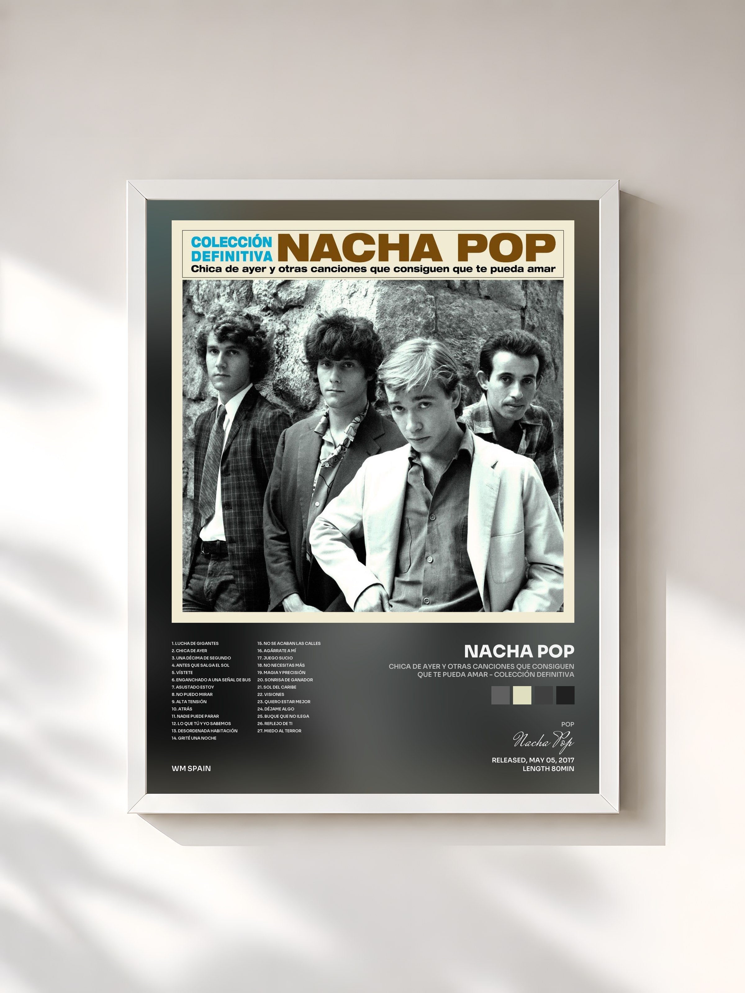 #blanc Tableau de l'album Chica de ayer y otras canciones que consiguen que te pueda amar - Colección Definitiva de Nacha Pop, cadre blanc, imprimé et encadré en France