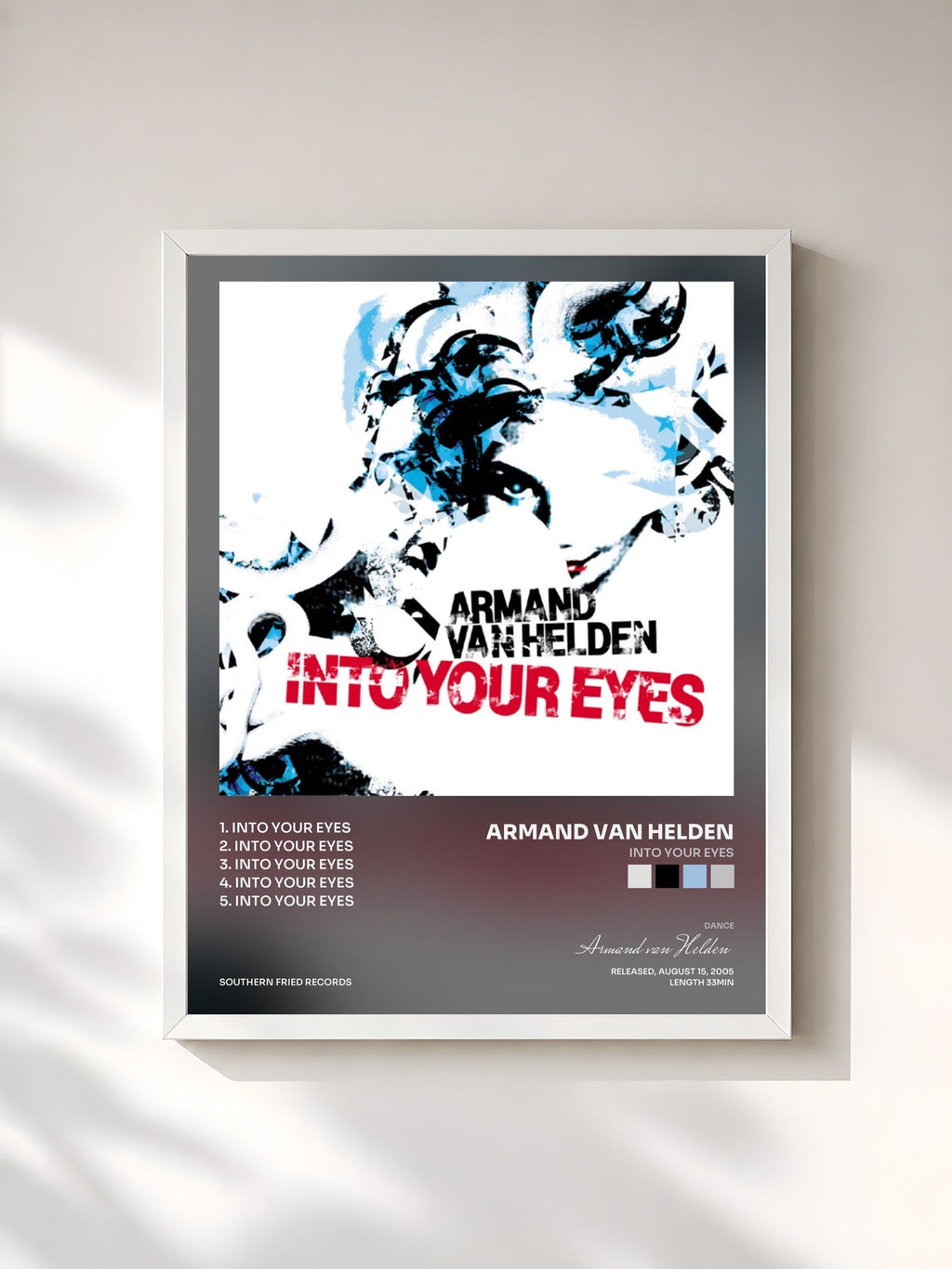 #blanc Into Your Eyes by Armand van Helden as a framed art print, white frame, printed and framed in France