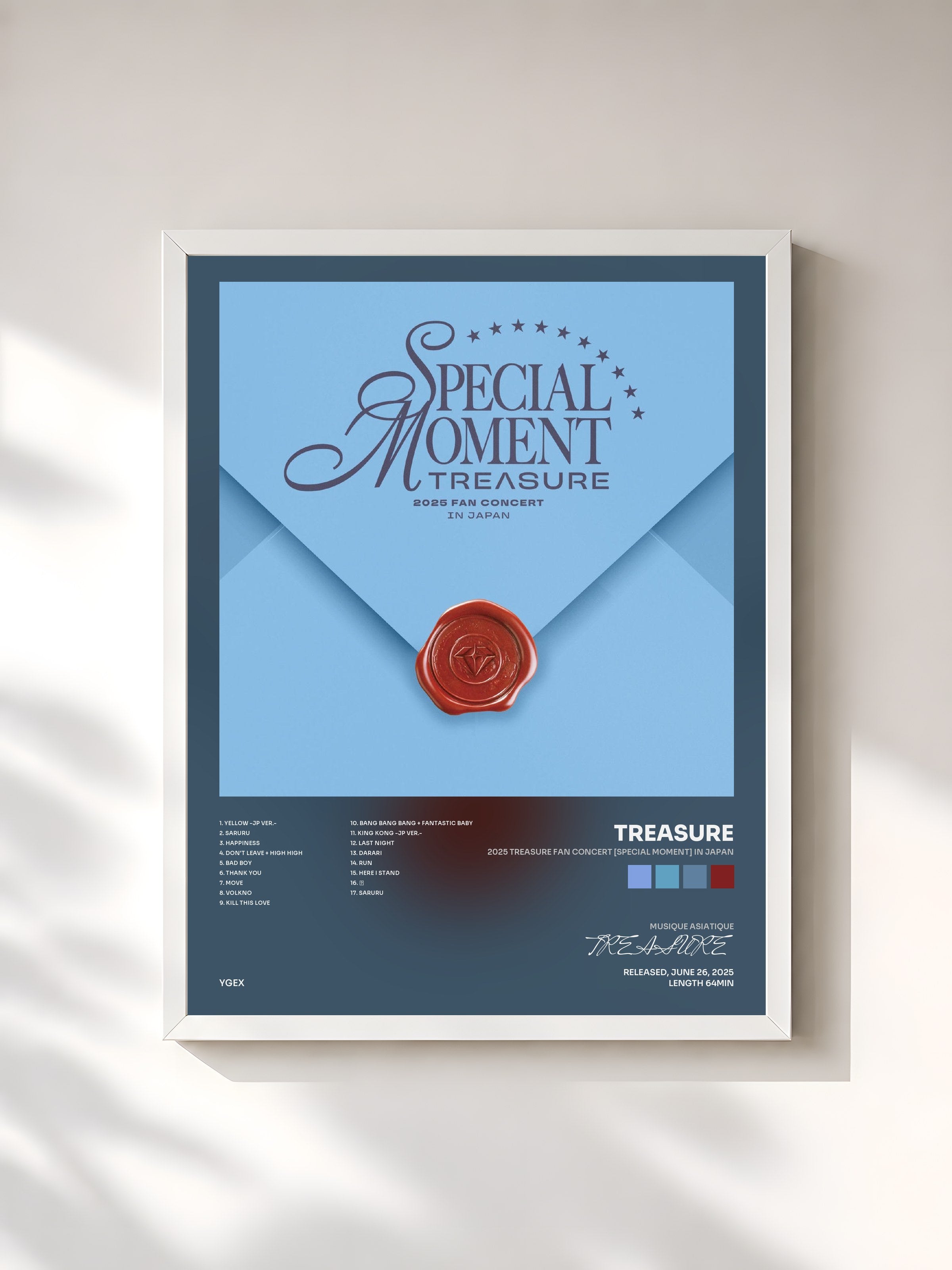 #blanc Tableau de l'album 2025 TREASURE FAN CONCERT [SPECIAL MOMENT] IN JAPAN de TREASURE, cadre blanc, imprimé et encadré en France