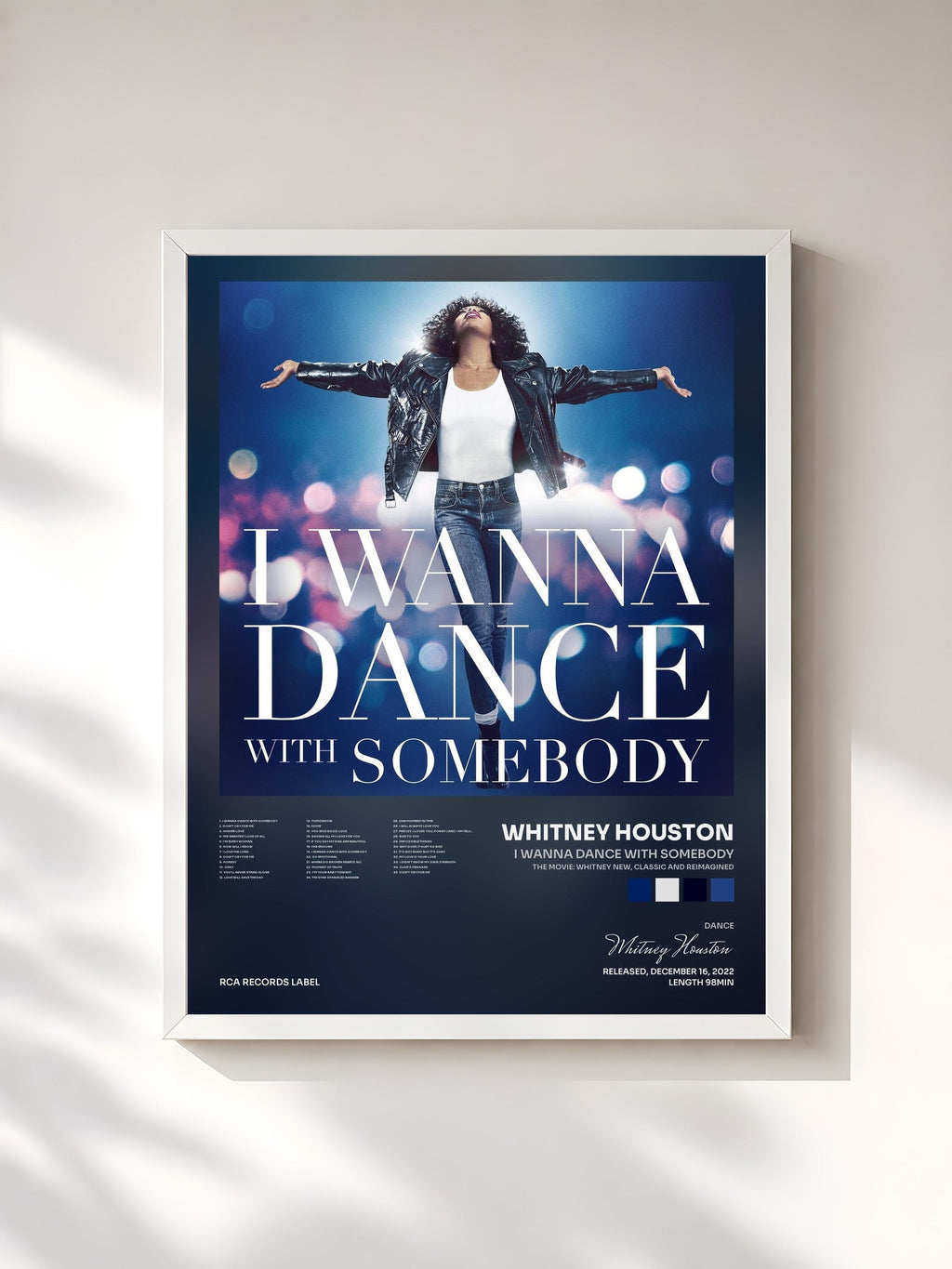 #blanc Tableau de l'album I Wanna Dance With Somebody (The Movie: Whitney New, Classic and Reimagined) de Whitney Houston, cadre blanc, imprimé et encadré en France