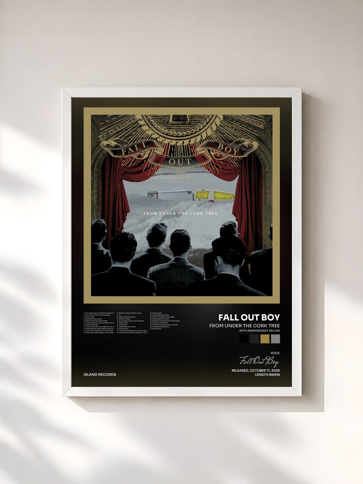 #blanc Tableau de l'album From Under The Cork Tree (20th Anniversary Deluxe) de Fall Out Boy, cadre blanc, imprimé et encadré en France