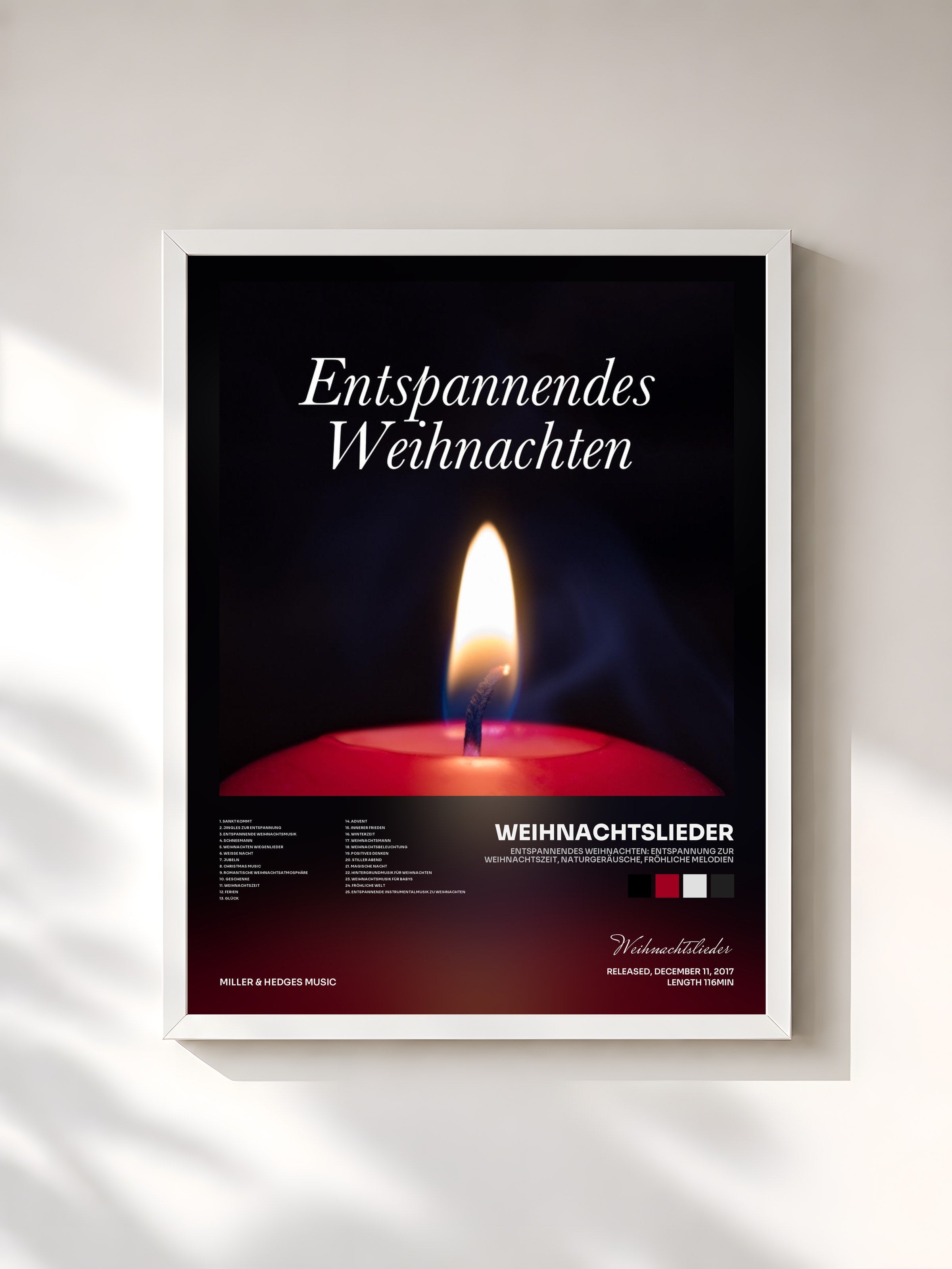 #blanc Tableau de l'album Entspannendes Weihnachten: Entspannung zur Weihnachtszeit, Naturgeräusche, Fröhliche Melodien de Weihnachtslieder, cadre blanc, imprimé et encadré en France