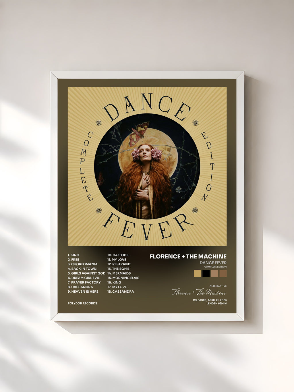 #blanc Tableau de l'album Dance Fever (Complete Edition) de Florence + The Machine, cadre blanc, imprimé et encadré en France