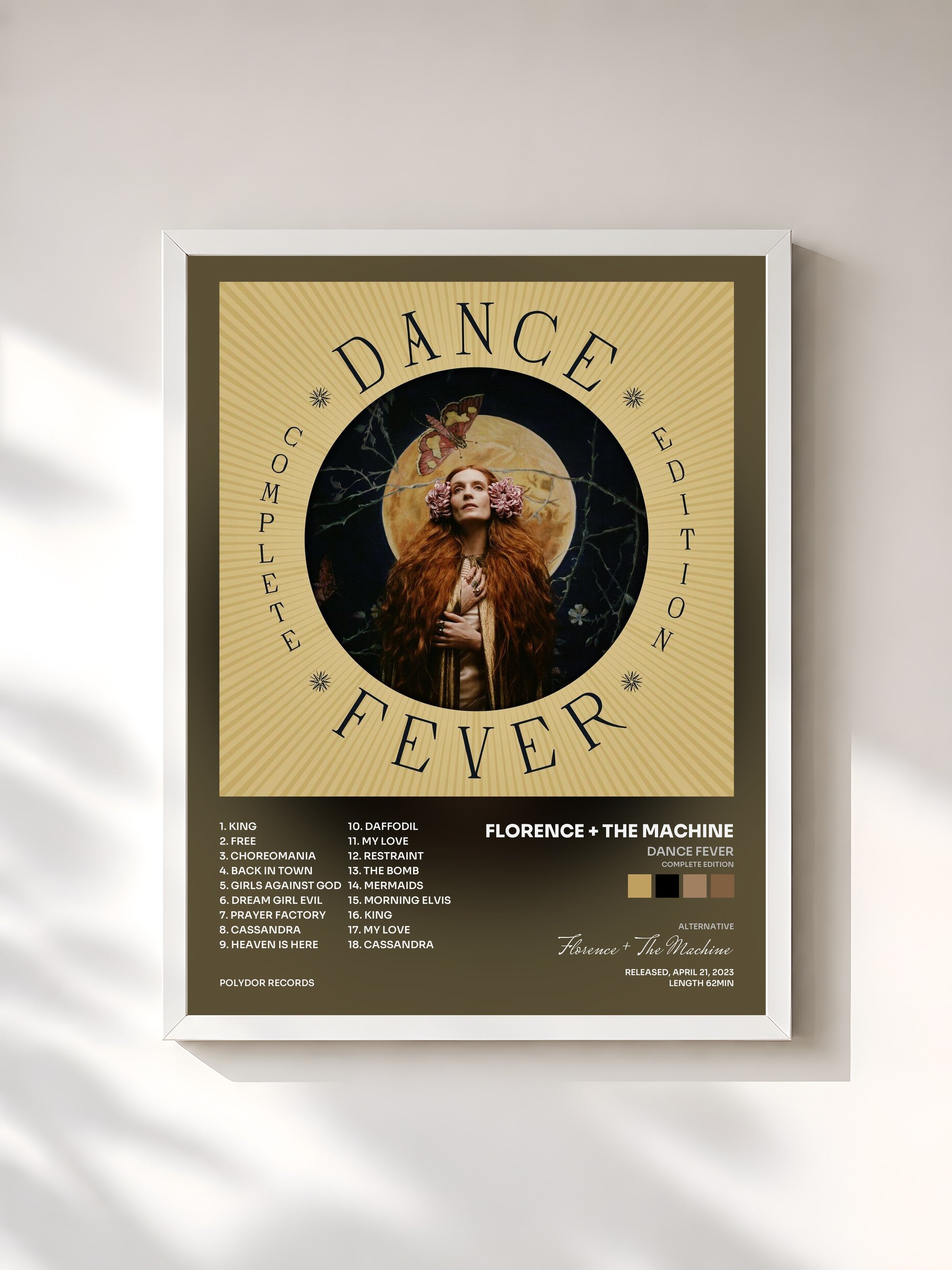 #blanc Tableau de l'album Dance Fever (Complete Edition) de Florence + The Machine, cadre blanc, imprimé et encadré en France
