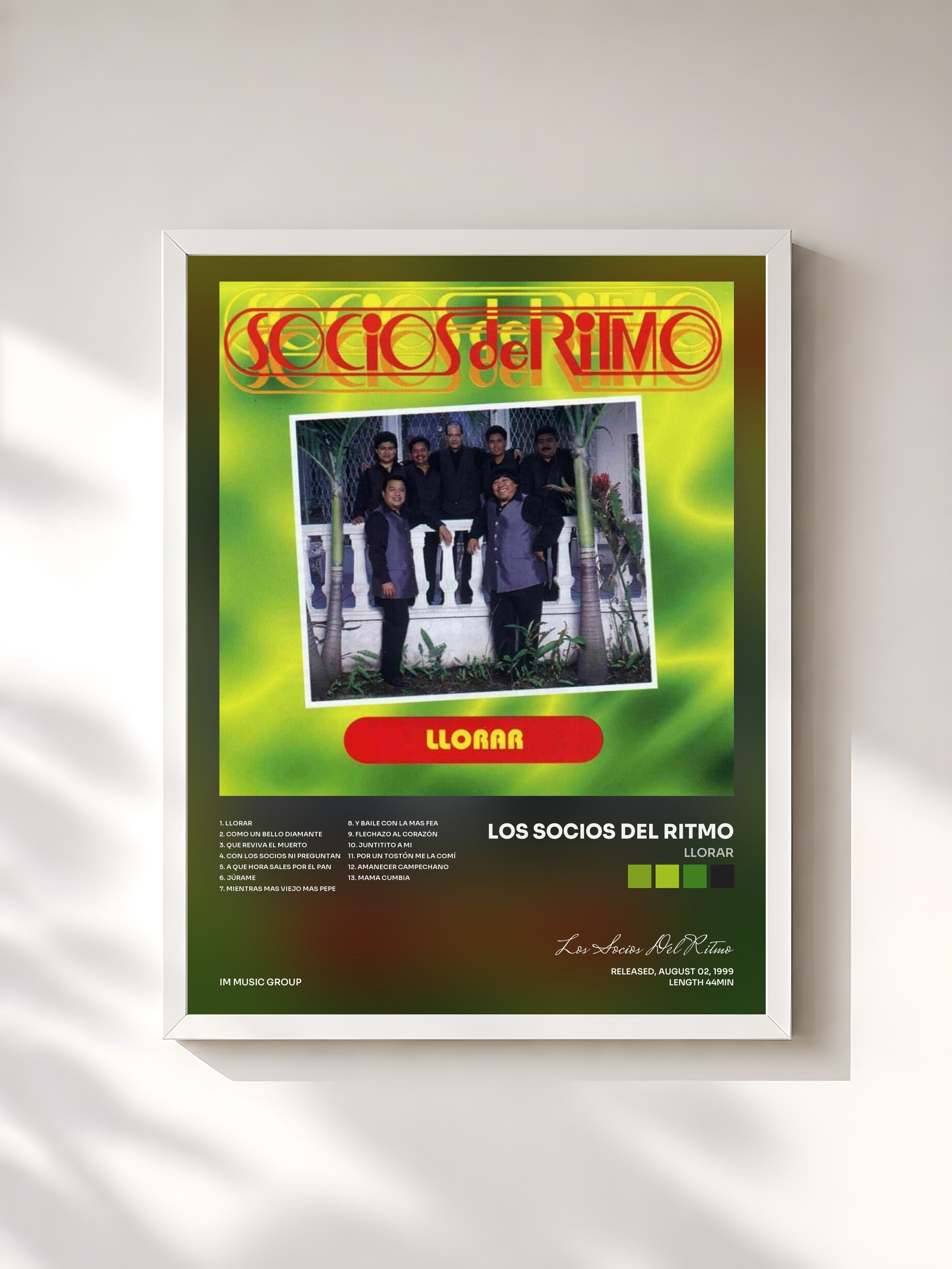 #blanc Tableau de l'album Llorar de Los Socios Del Ritmo, cadre blanc, imprimé et encadré en France