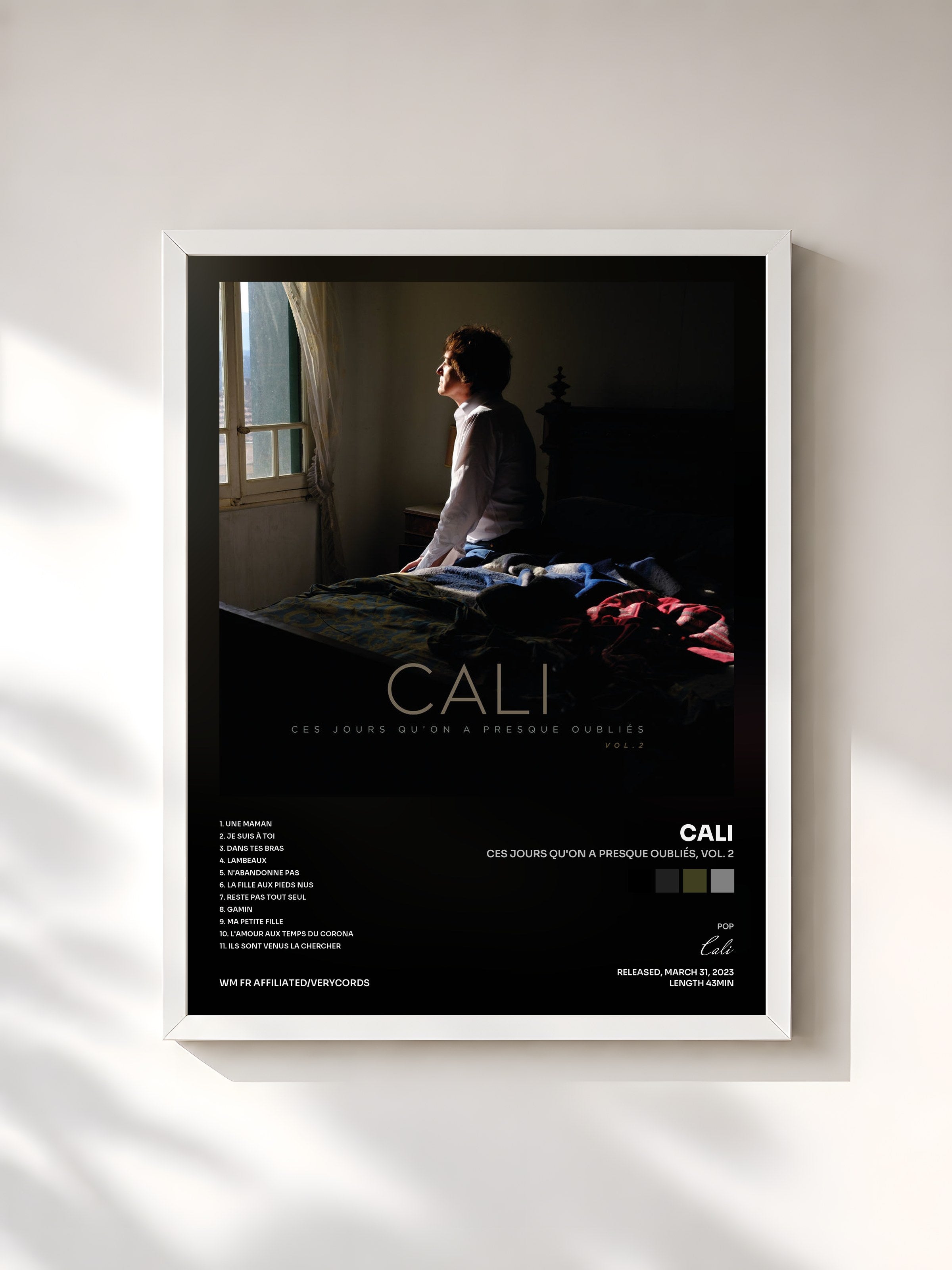 #blanc Tableau de l'album Ces jours qu'on a presque oubliés, Vol. 2 de Cali, cadre blanc, imprimé et encadré en France