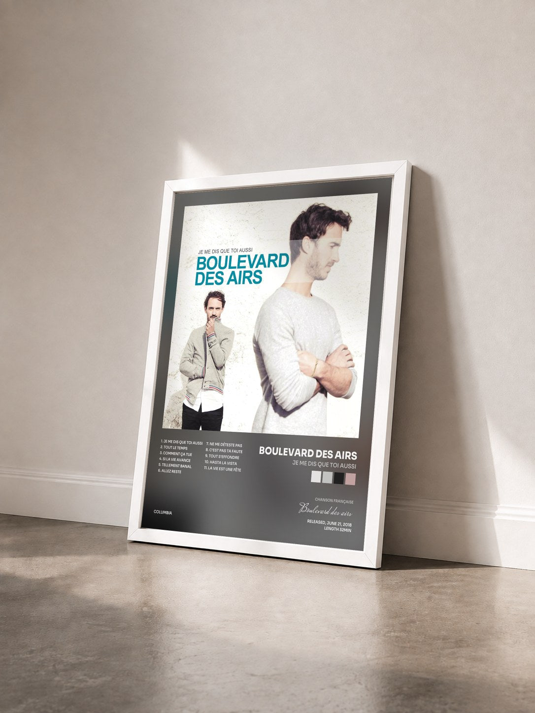#blanc Tableau de l'album Je me dis que toi aussi de Boulevard des airs vu de trois quarts, cadre blanc