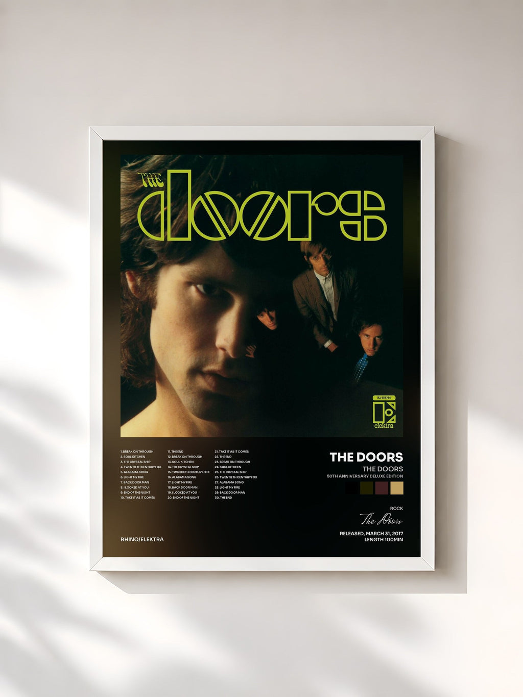#blanc Tableau de l'album The Doors (50th Anniversary Deluxe Edition) de The Doors, cadre blanc, imprimé et encadré en France