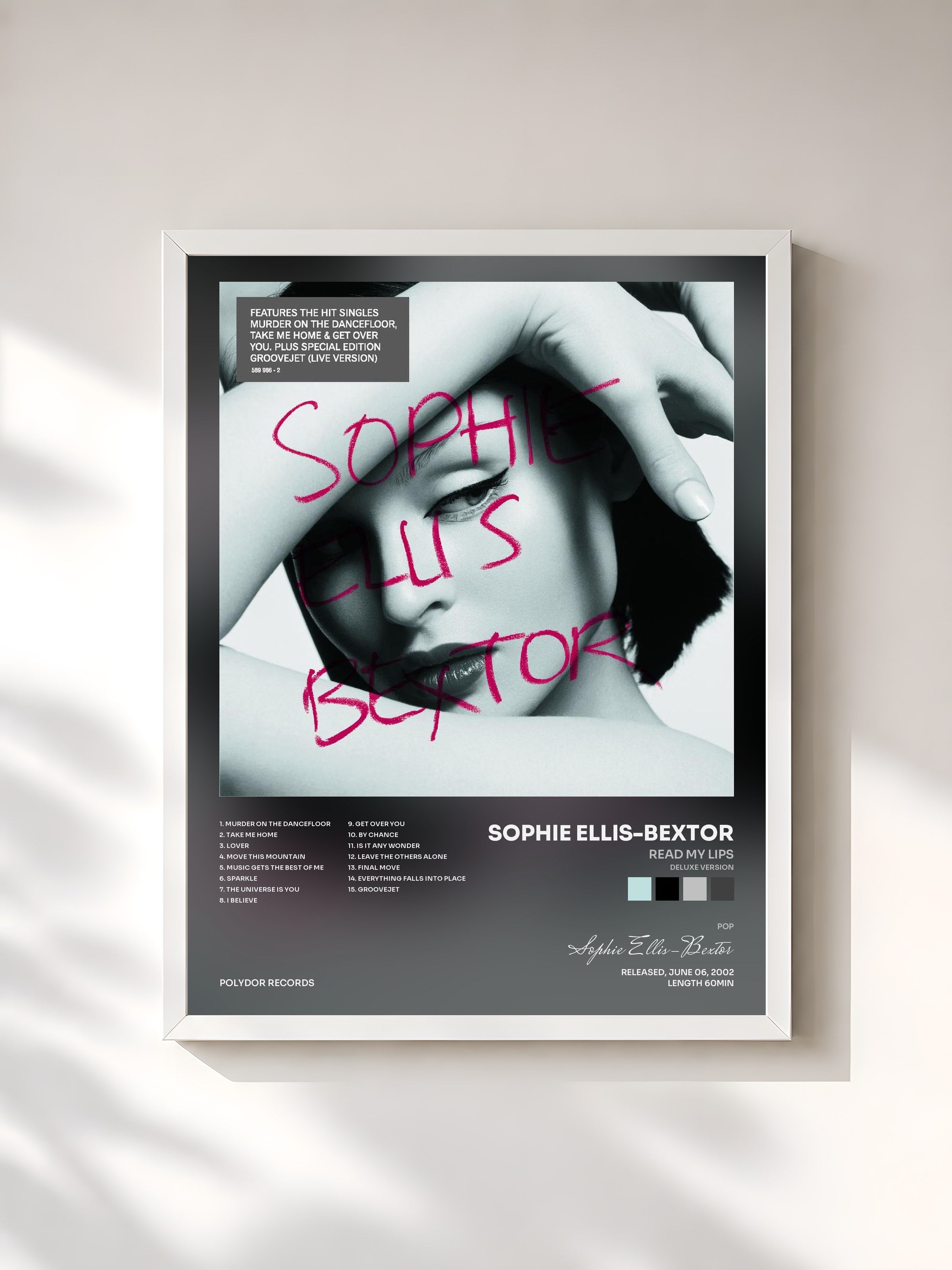 #blanc Tableau de l'album Read My Lips (Deluxe Version) de Sophie Ellis-Bextor, cadre blanc, imprimé et encadré en France