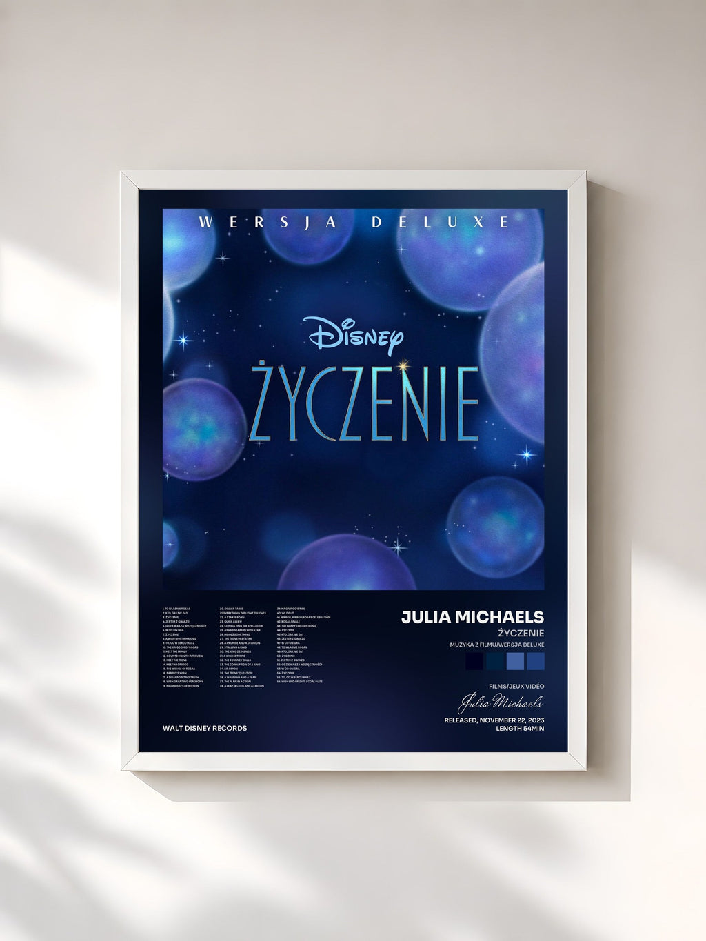 #blanc Tableau de l'album Życzenie (Muzyka z filmu/Wersja Deluxe) de Julia Michaels, cadre blanc, imprimé et encadré en France