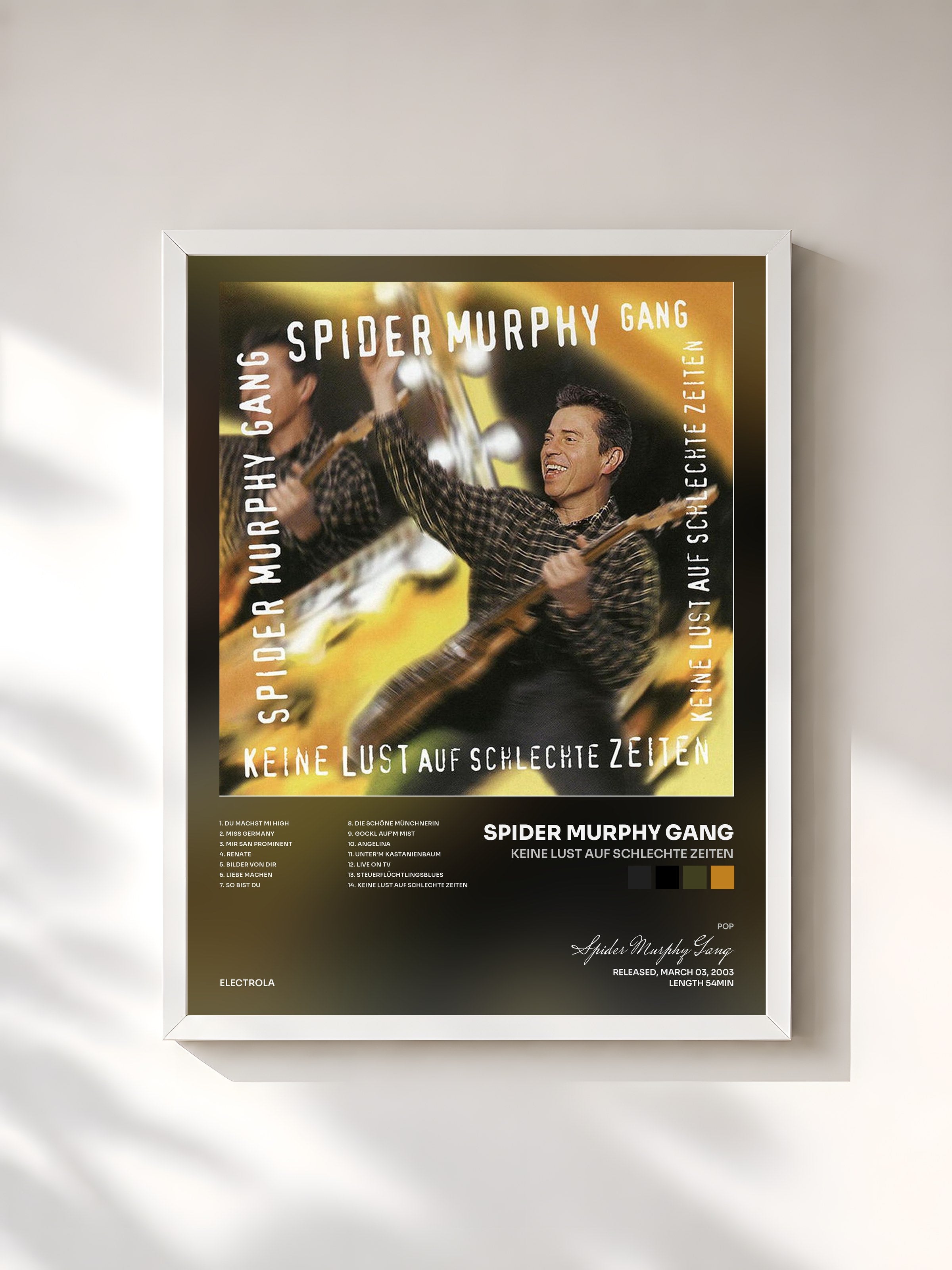 #blanc Tableau de l'album Keine Lust Auf Schlechte Zeiten de Spider Murphy Gang, cadre blanc, imprimé et encadré en France