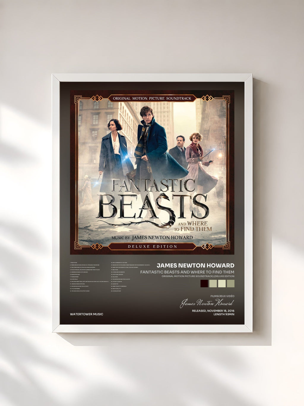 #blanc Fantastic Beasts and Where to Find Them (Original Motion Picture Soundtrack) (Deluxe Edition) de James Newton Howard en lámina enmarcada, marco blanco, impresa y enmarcada en Francia
