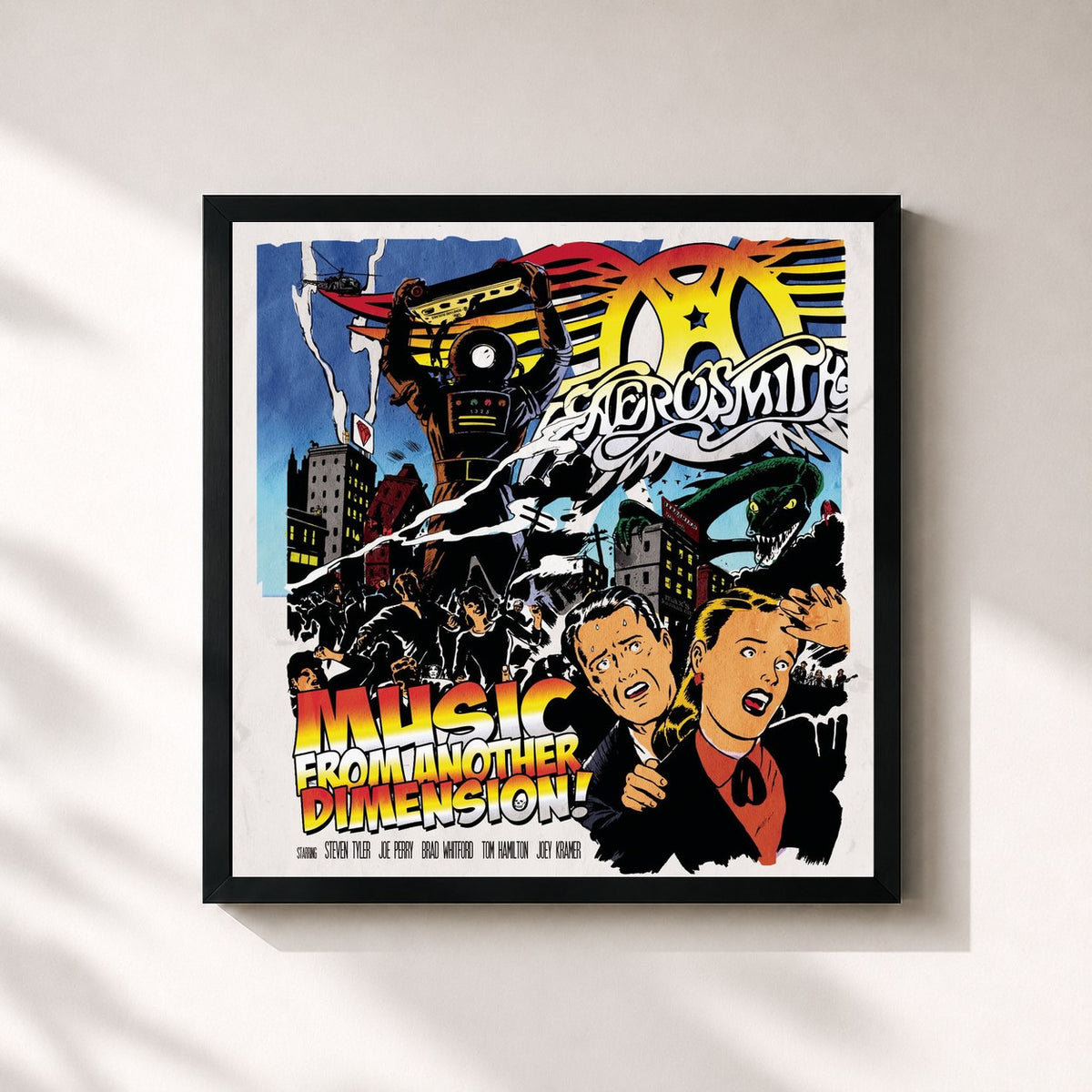 #noir Tableau carré de l'album Music From Another Dimension! de Aerosmith, cadre noir 32x32 cm