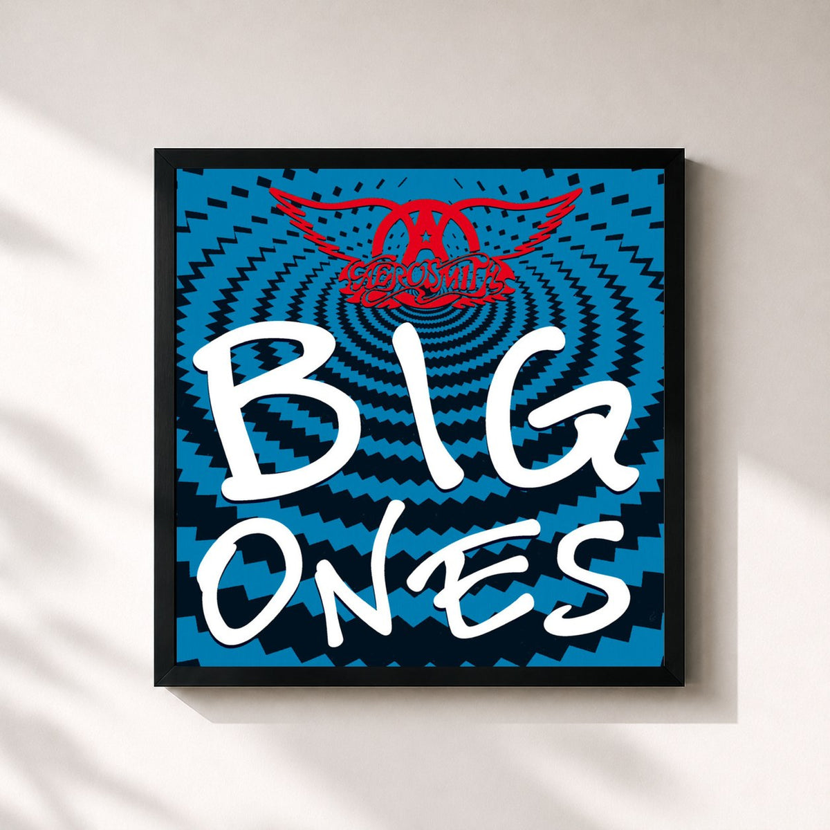 #noir Tableau carré de l'album Big Ones de Aerosmith, cadre noir 32x32 cm