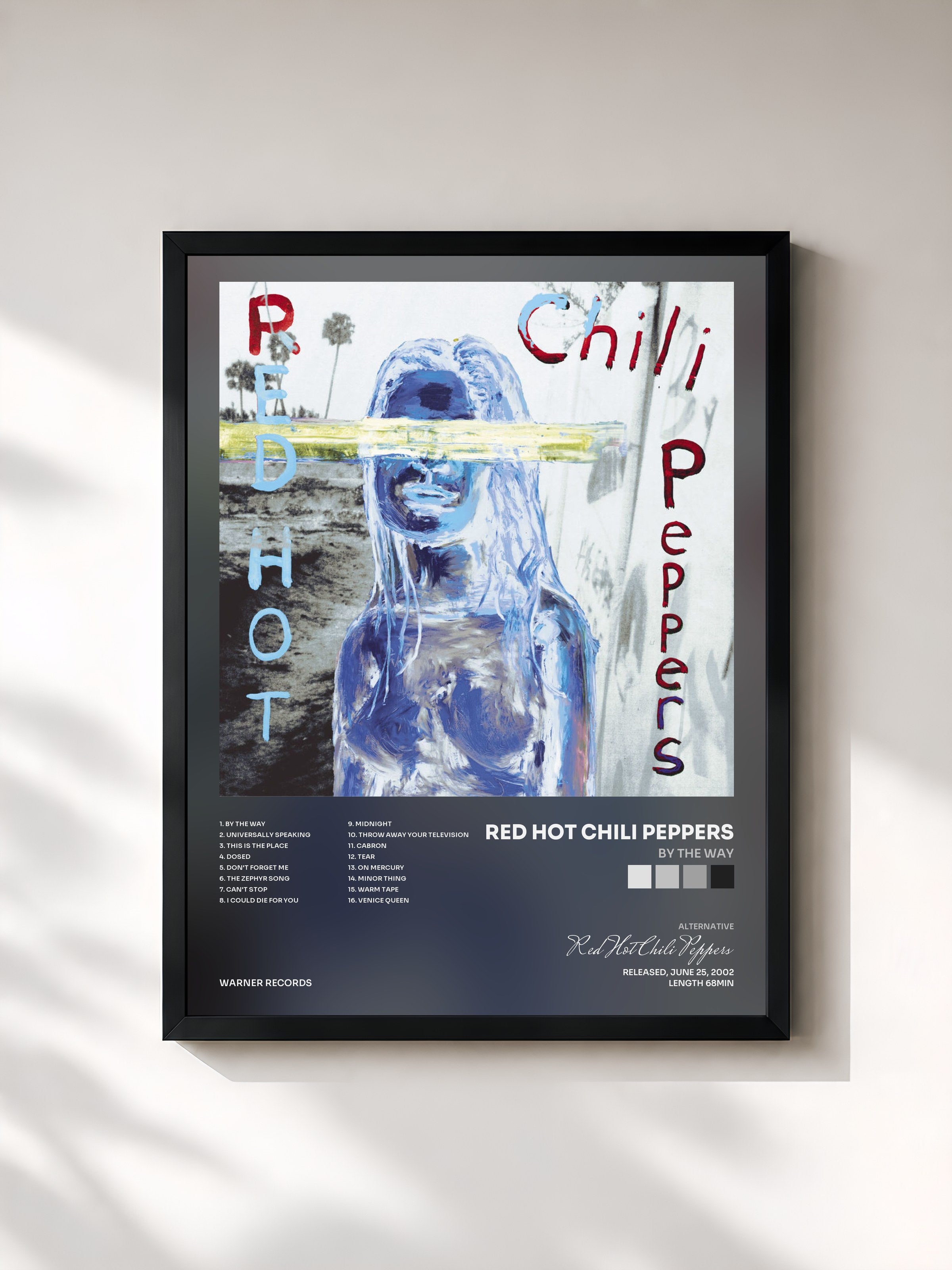 #noir By the Way by Red Hot Chili Peppers as a framed art print, black frame, printed and framed in France