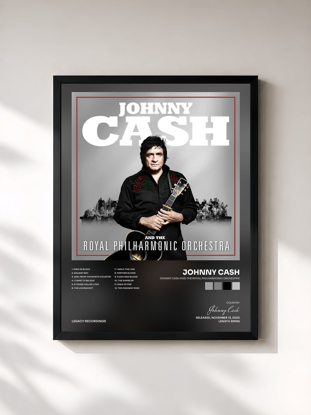 #noir Johnny Cash and The Royal Philharmonic Orchestra von Johnny Cash als gerahmter Kunstdruck, schwarzer Rahmen, gedruckt und gerahmt in Frankreich