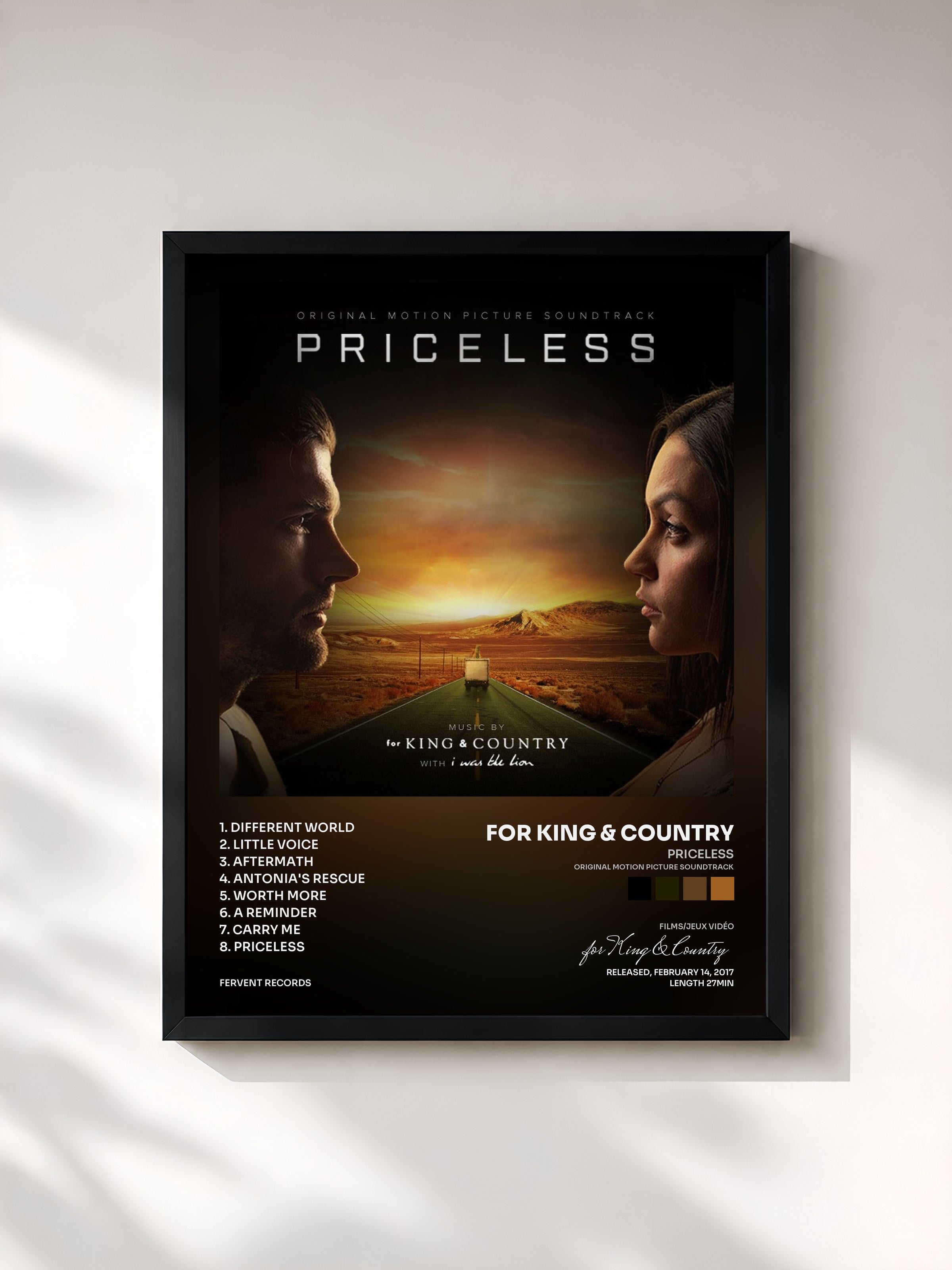 #noir Tableau de l'album Priceless (Original Motion Picture Soundtrack) de for King & Country, cadre noir, imprimé et encadré en France