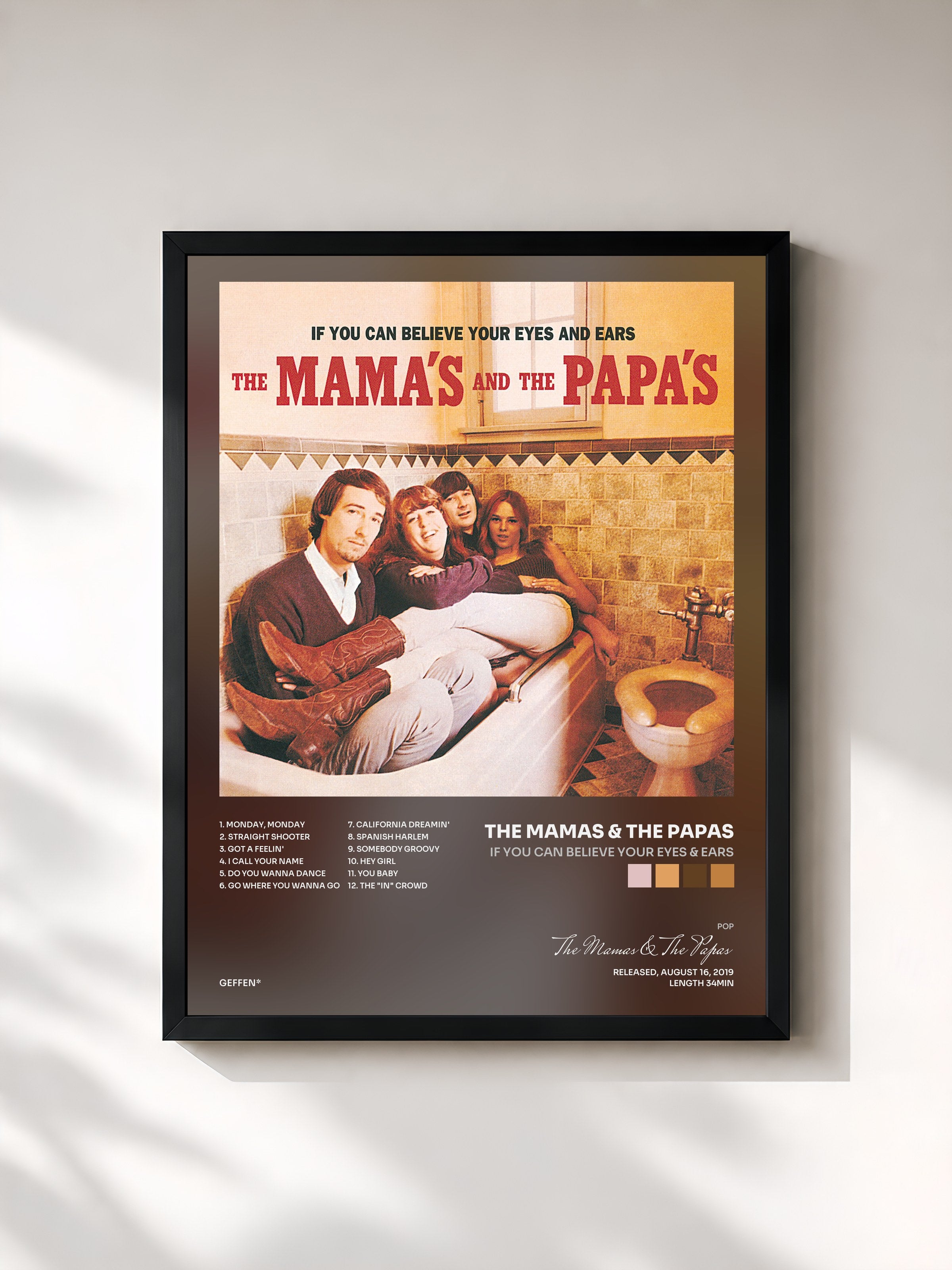 #noir Tableau de l'album If You Can Believe Your Eyes & Ears de The Mamas & The Papas, cadre noir, imprimé et encadré en France