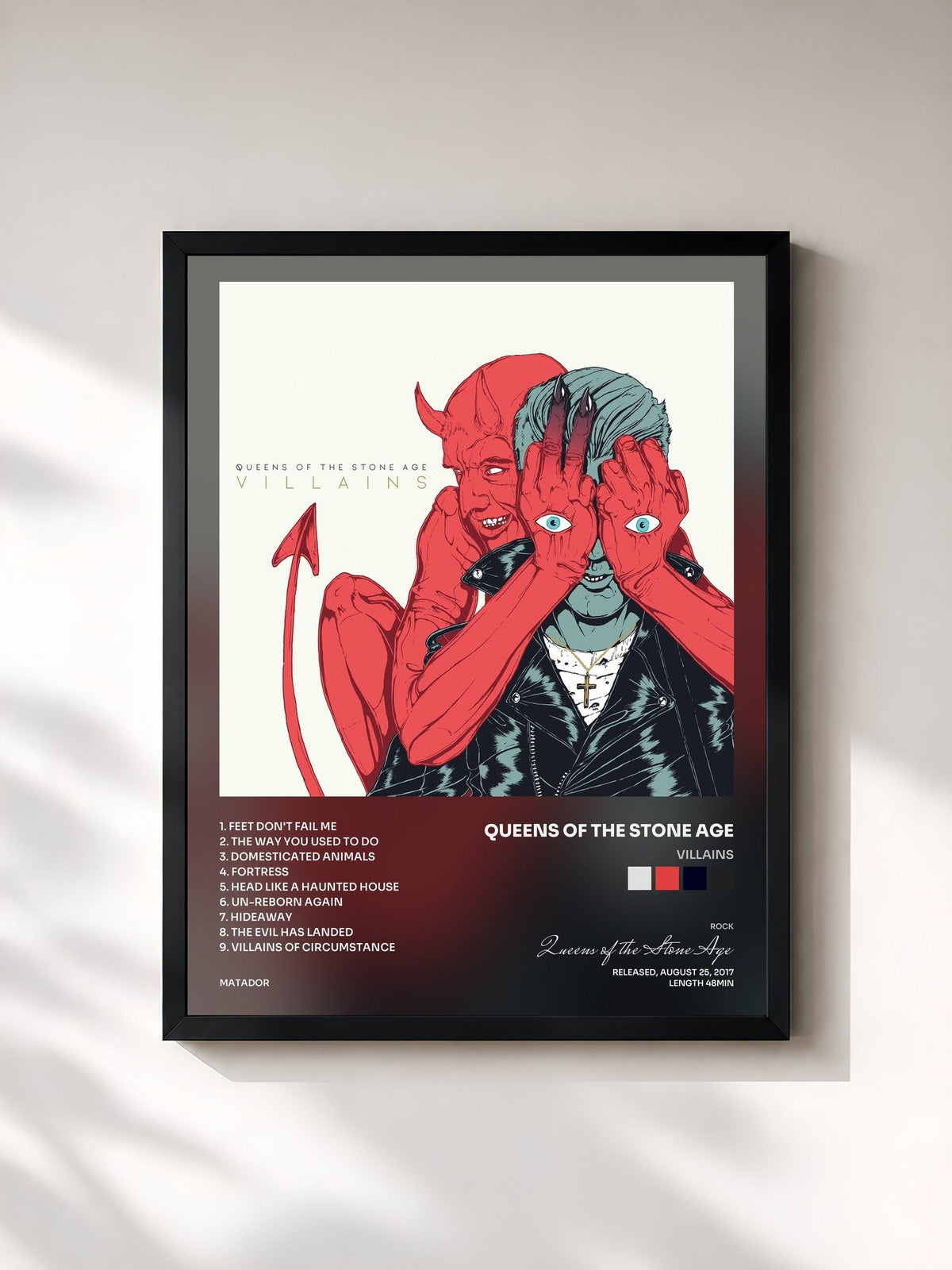 #noir Villains by Queens of the Stone Age as a framed art print, black frame, printed and framed in France